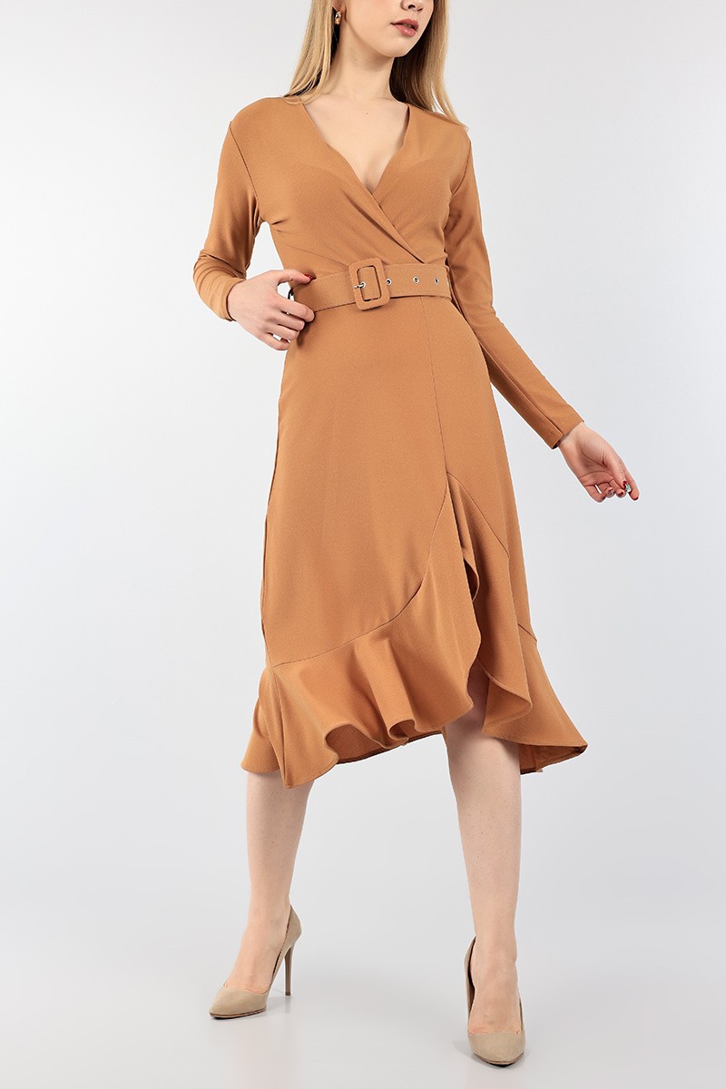 Vizon Volanlı Kruvaze Elbise 96057
