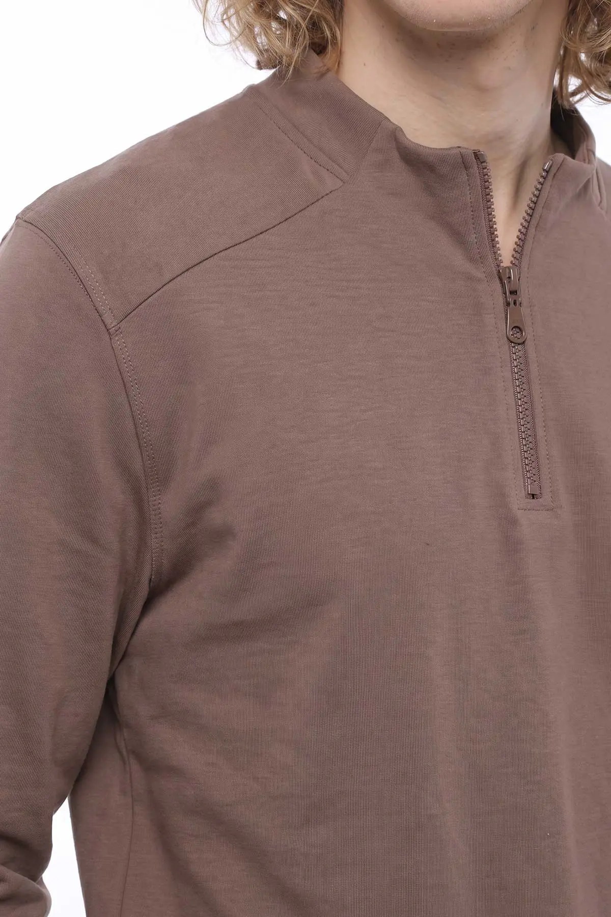 Vizon Yarım Fermuarlı Erkek Sweatshirt 492049