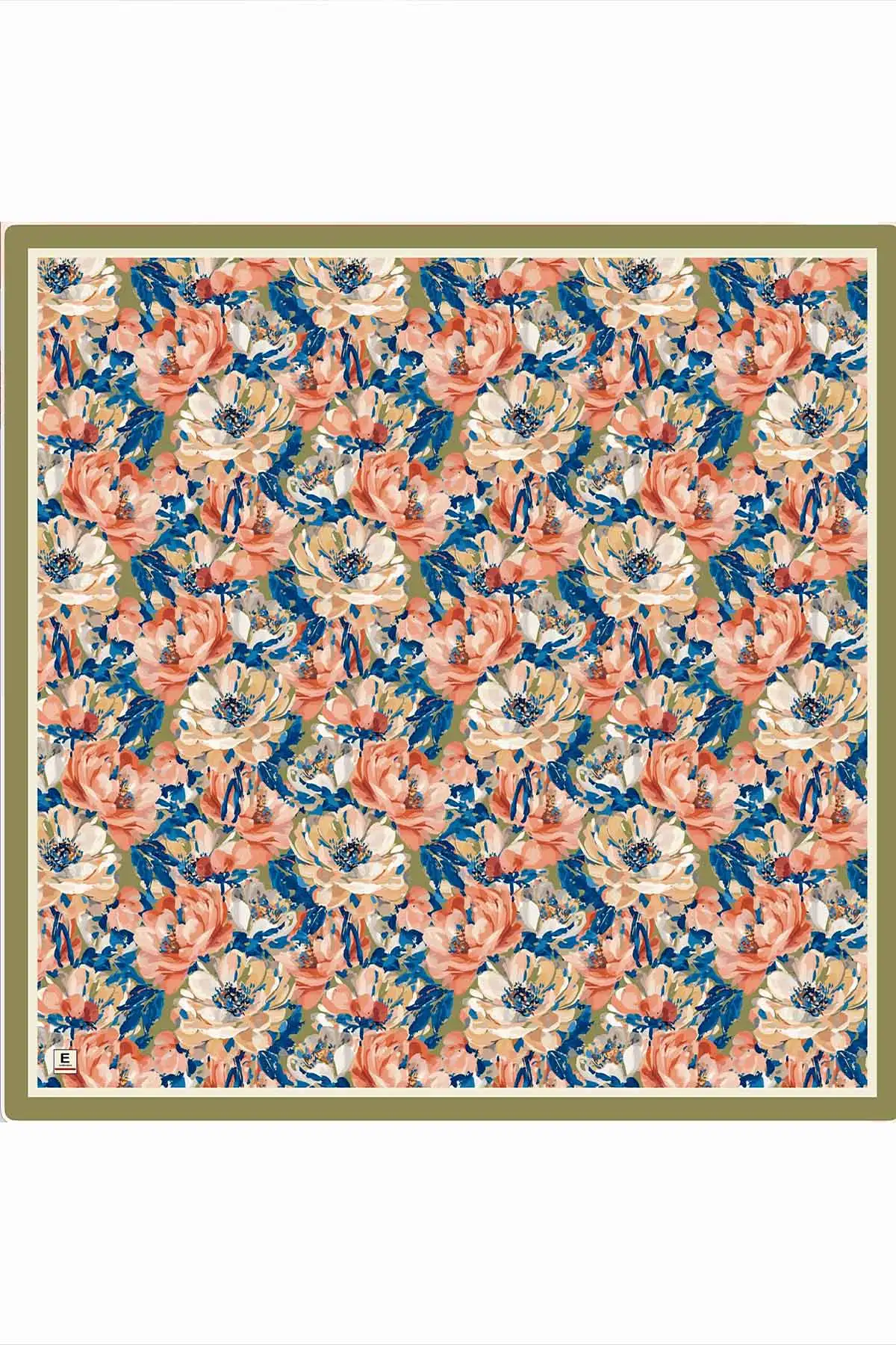 Yağ Yeşili 95x95 Cm Dijital Baskılı Botanik Desen Soft Eşarp 473300