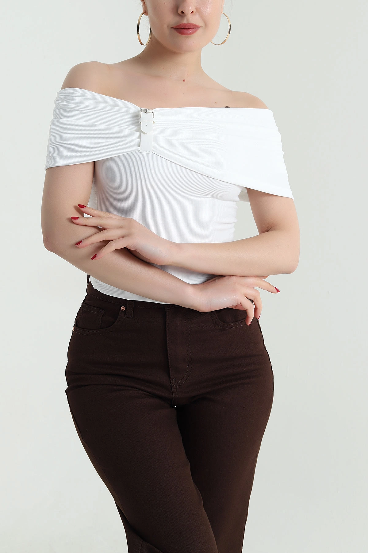 Yaka Detay Ottoman Kadın Bluz 468514