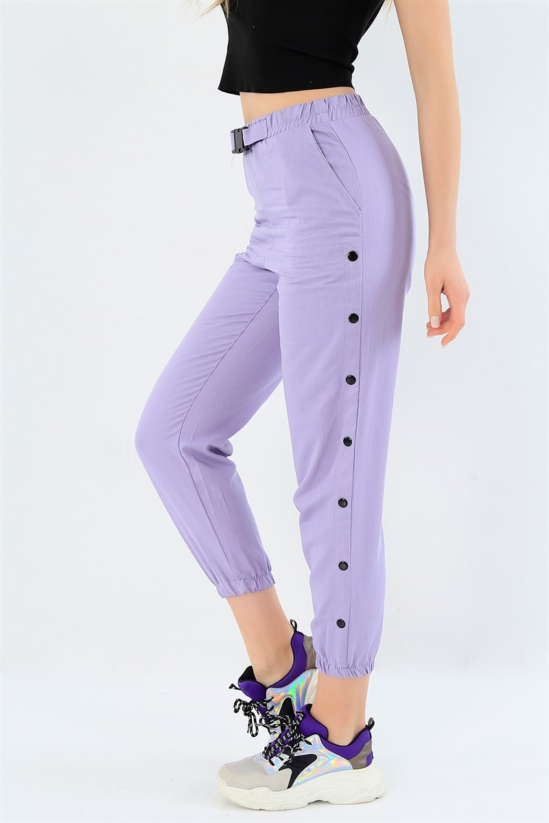 Yan Çıtçıtlı Bayan Gabardin Pantolon 32732