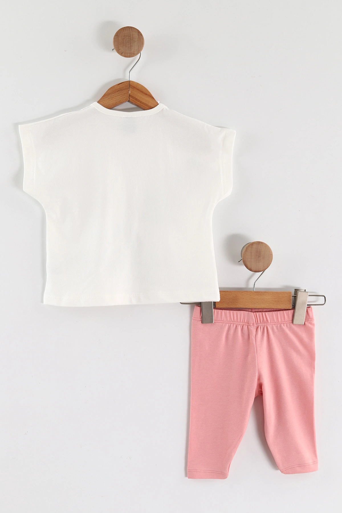 Yavruağzı (0-4 Yaş)Palmiye Baskılı Taytlı Kız Çocuk Yazlık Takım 459817