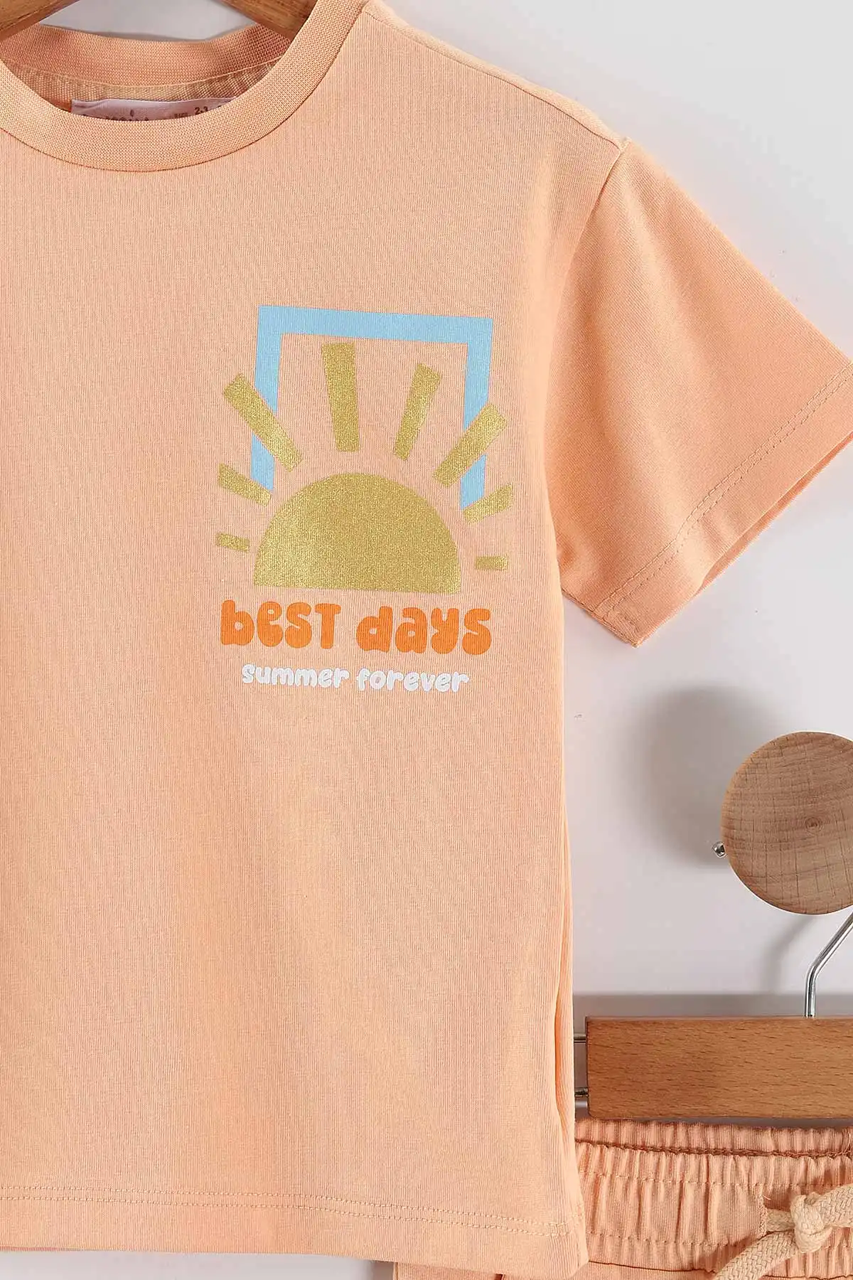 Yavruağzı (2-6  Yaş) Best Days Baskılı Tişört  ve  Şortlu   Kız Çocuk 2'li Takım 461338