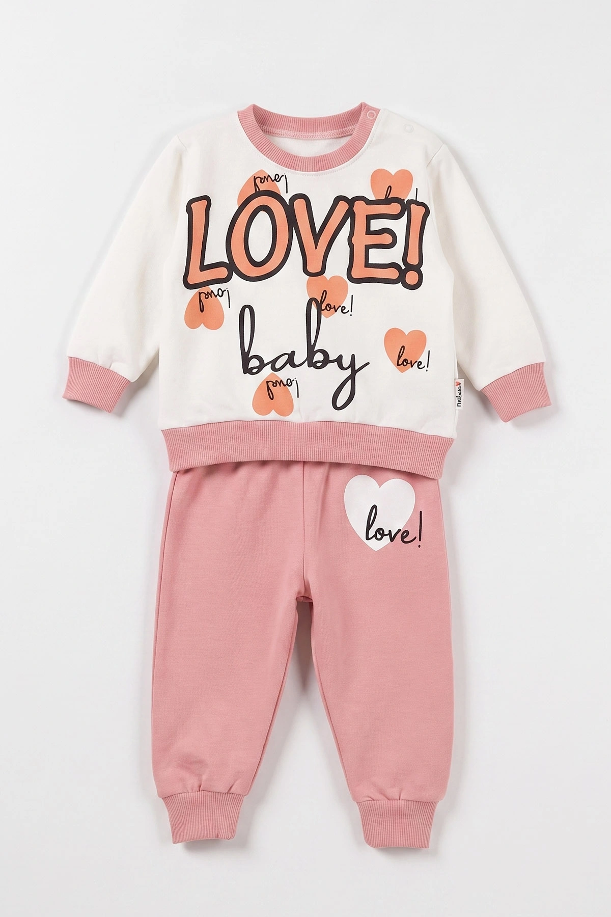 Yavruağzı (3-24 Ay) Love Baskılı   Kız Bebek Mevsimlik Takım 472760