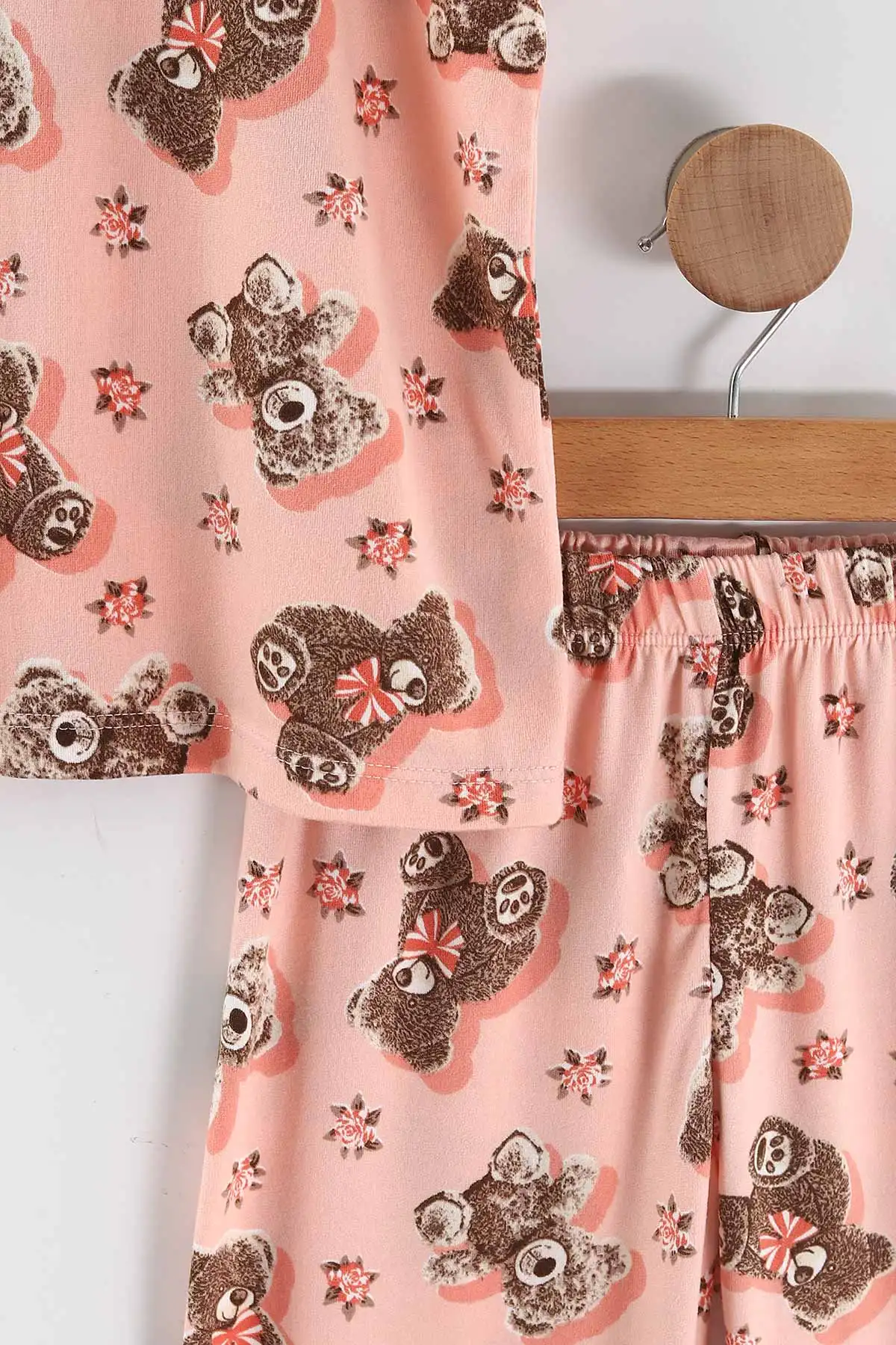 Yavruağzı (4-16 Yaş)Ayıcık Desenli Kız Çocuk Pijama Takım 466318
