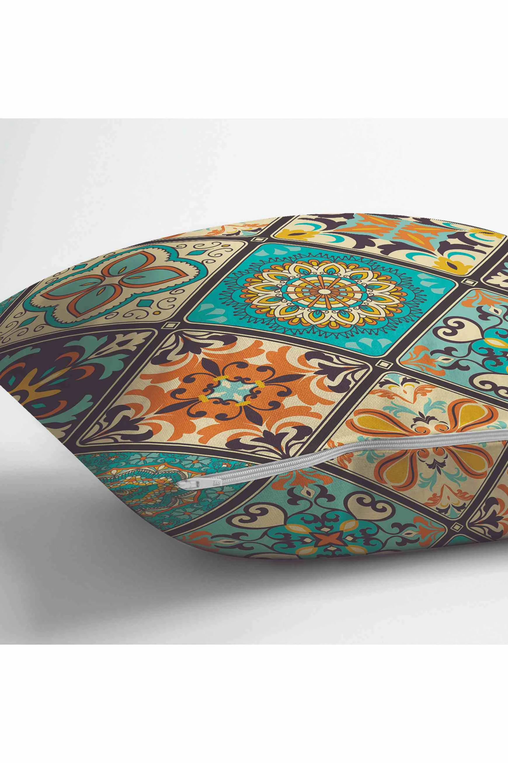 Yeşil 43x43 Dijital Baskılı Fermuarlı Modern Kırlent Kılıfı 252216