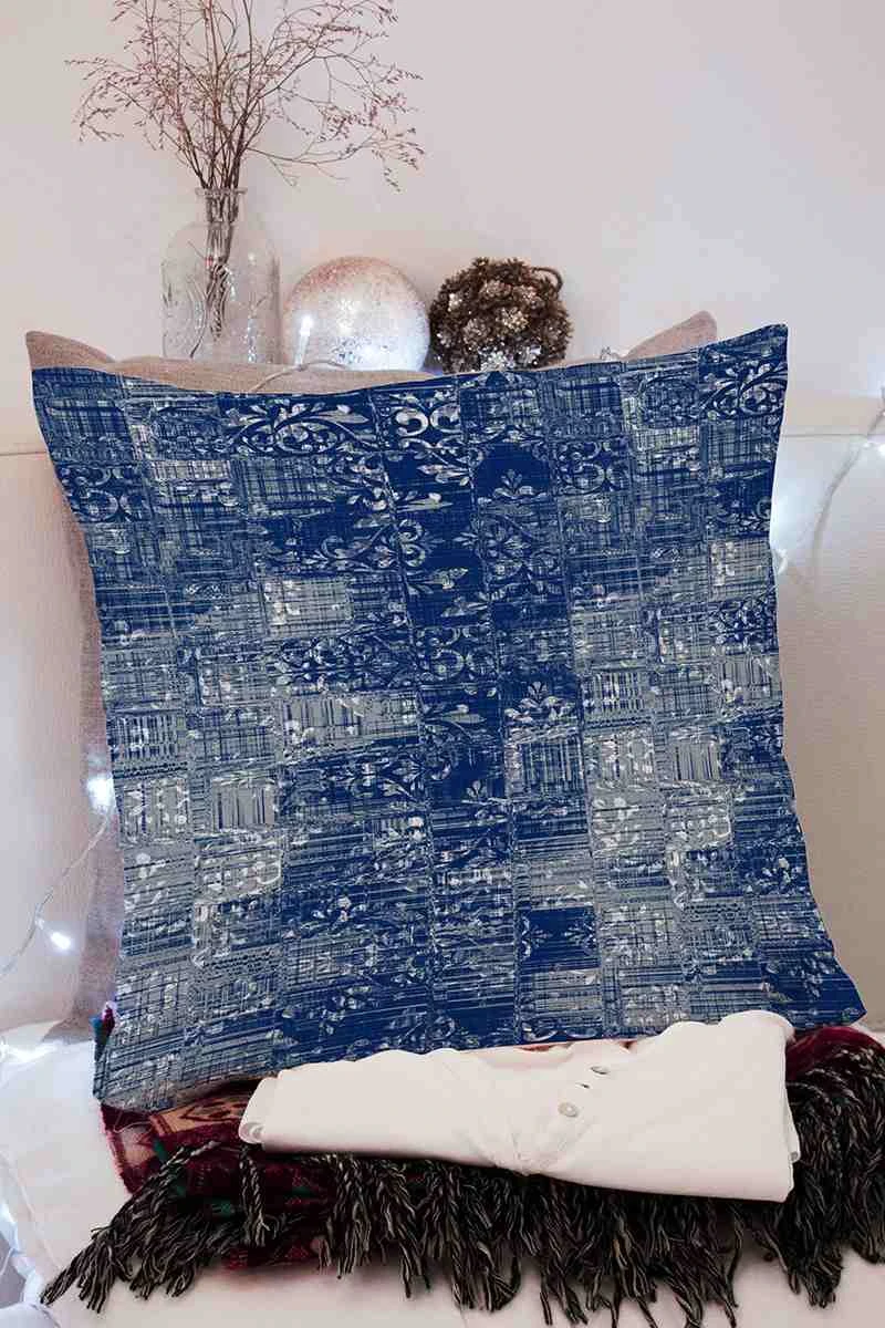 İndigo 43x43 Dijital Baskılı Fermuarlı Modern Kırlent Kılıfı 252266