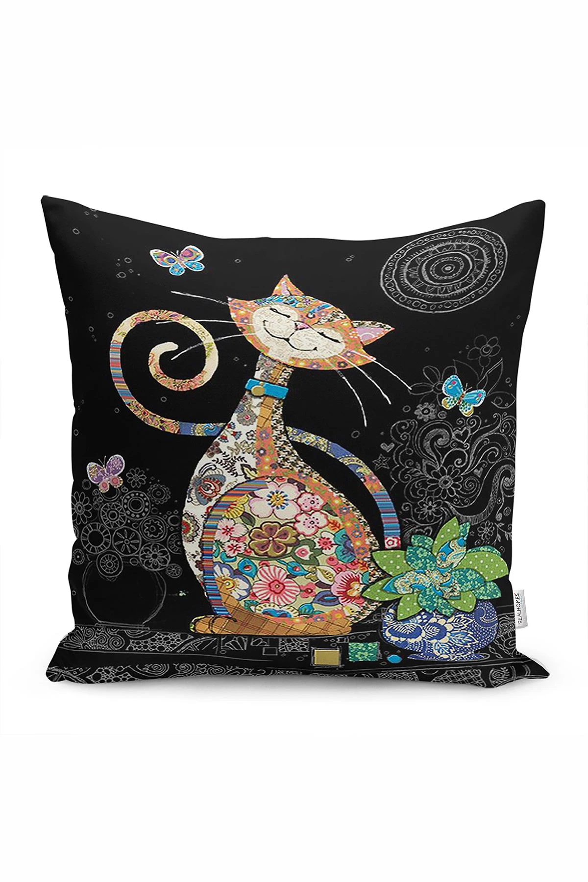 43x43 Dijital Baskılı Fermuarlı Modern Kırlent Kılıfı 308661