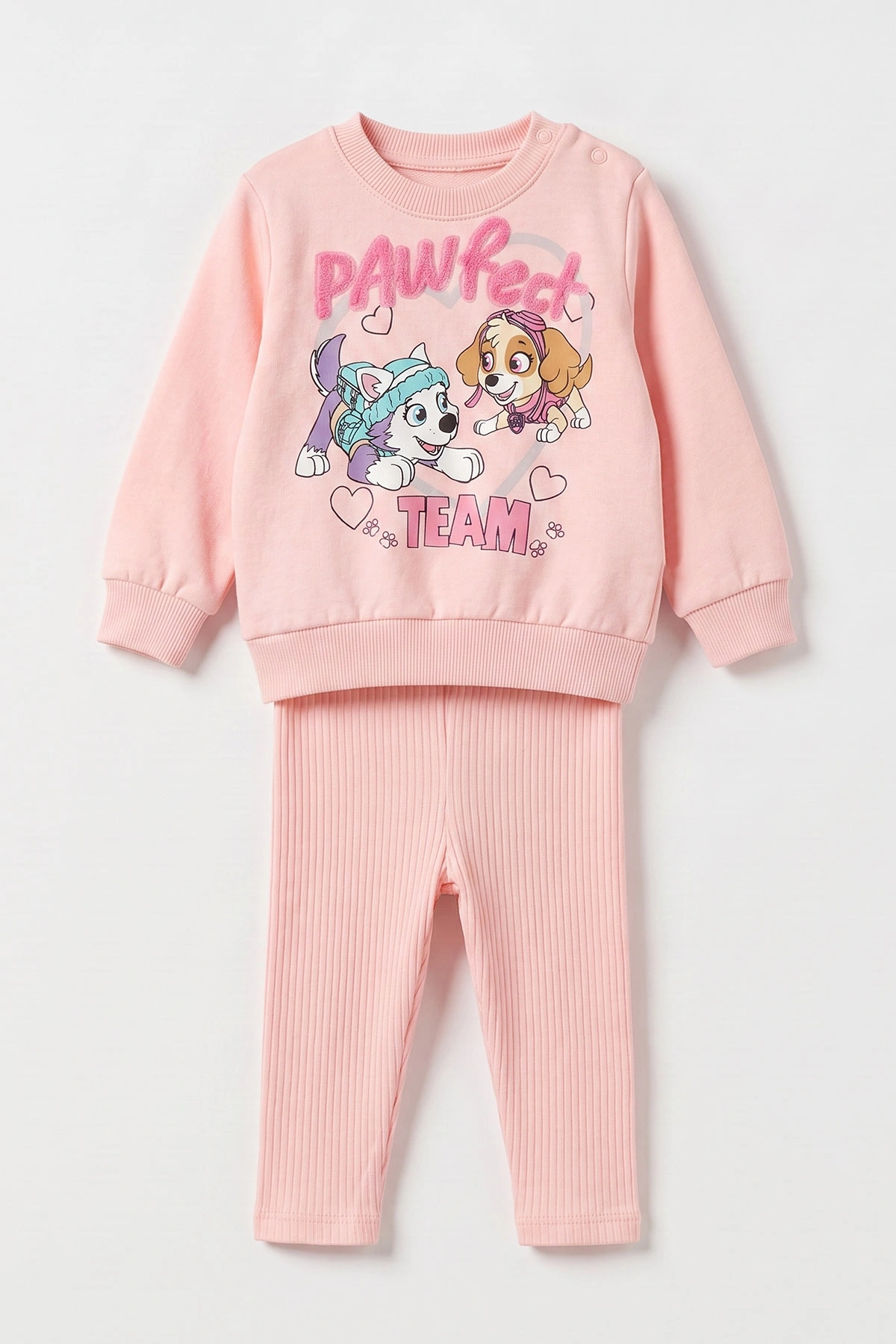 Yavruağzı (6-24 Ay) PawFect Pullu Nakışlı Baskılı Fitilli Taytlı  2'li Kız Bebek Takım 485466