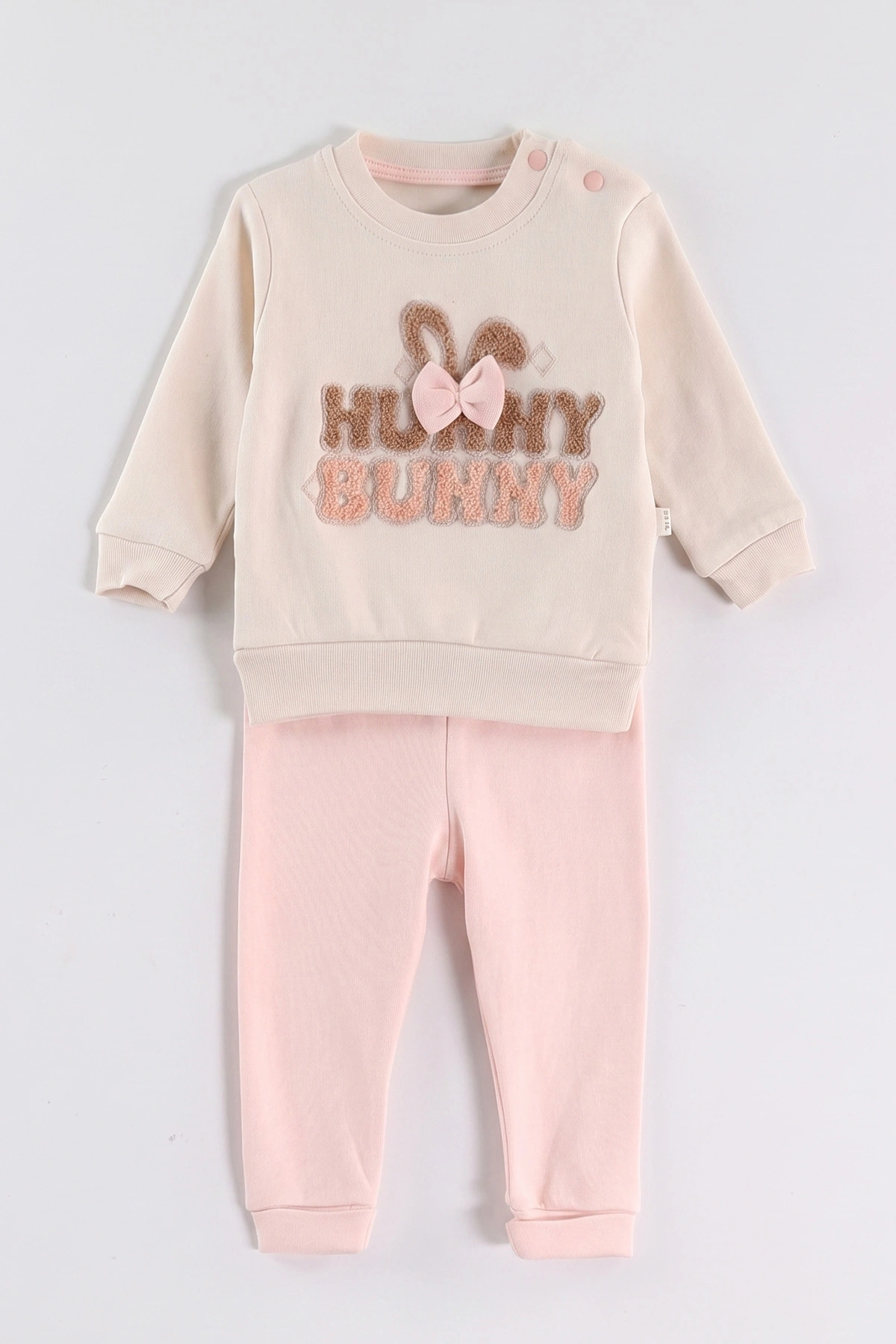 Yavruağzı (6-24 Ay) Süzene Bunny Nakışlı Kız Bebek 2'li Takım 472860