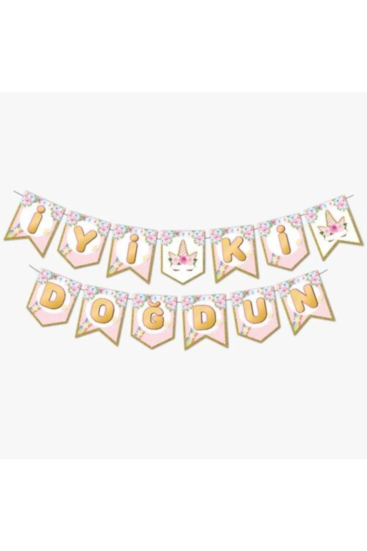 Zikzak Banner Çiçekli Unicorn 303174