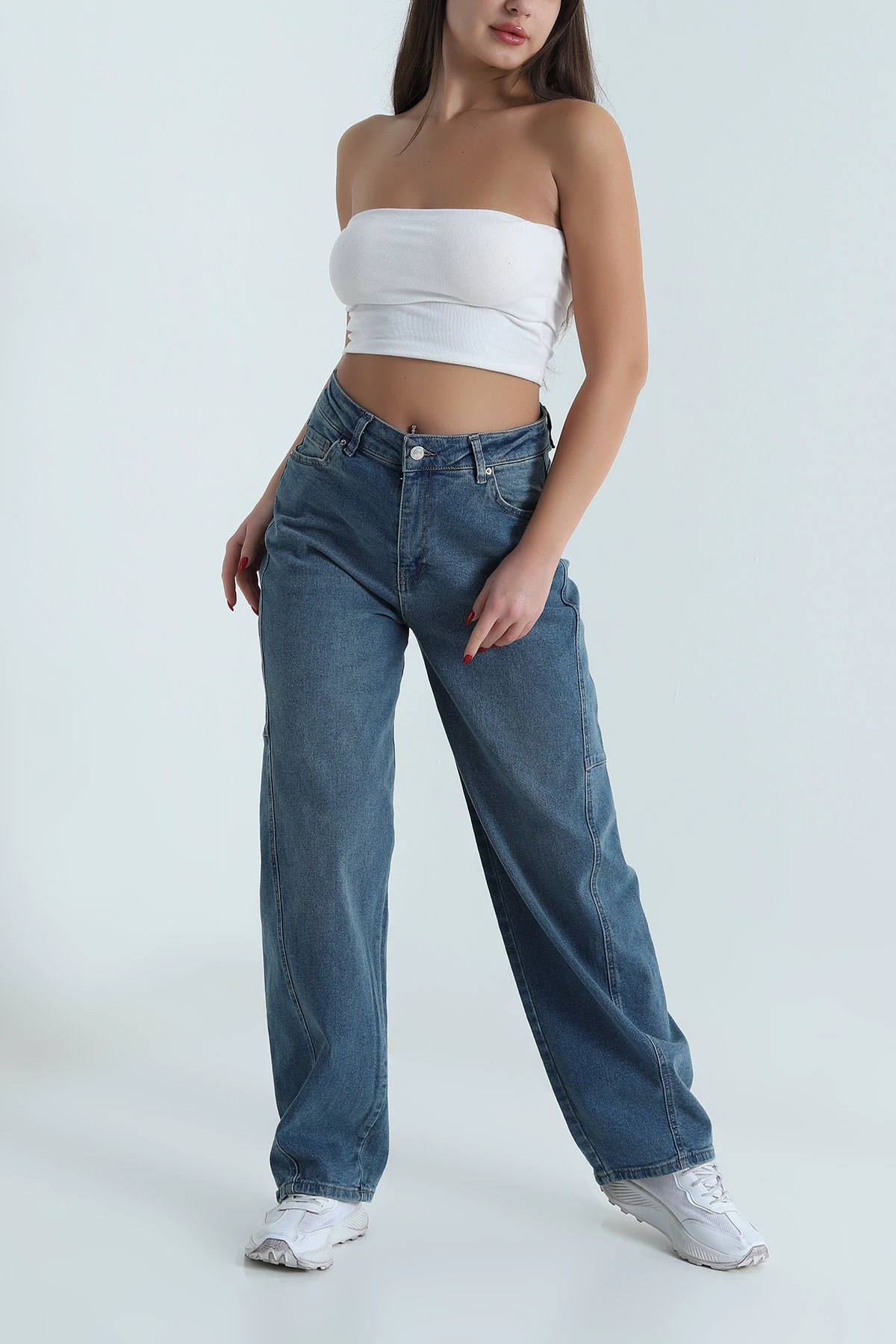 Yeni Sezon Kadın Baggy Kot Pantolon 493408