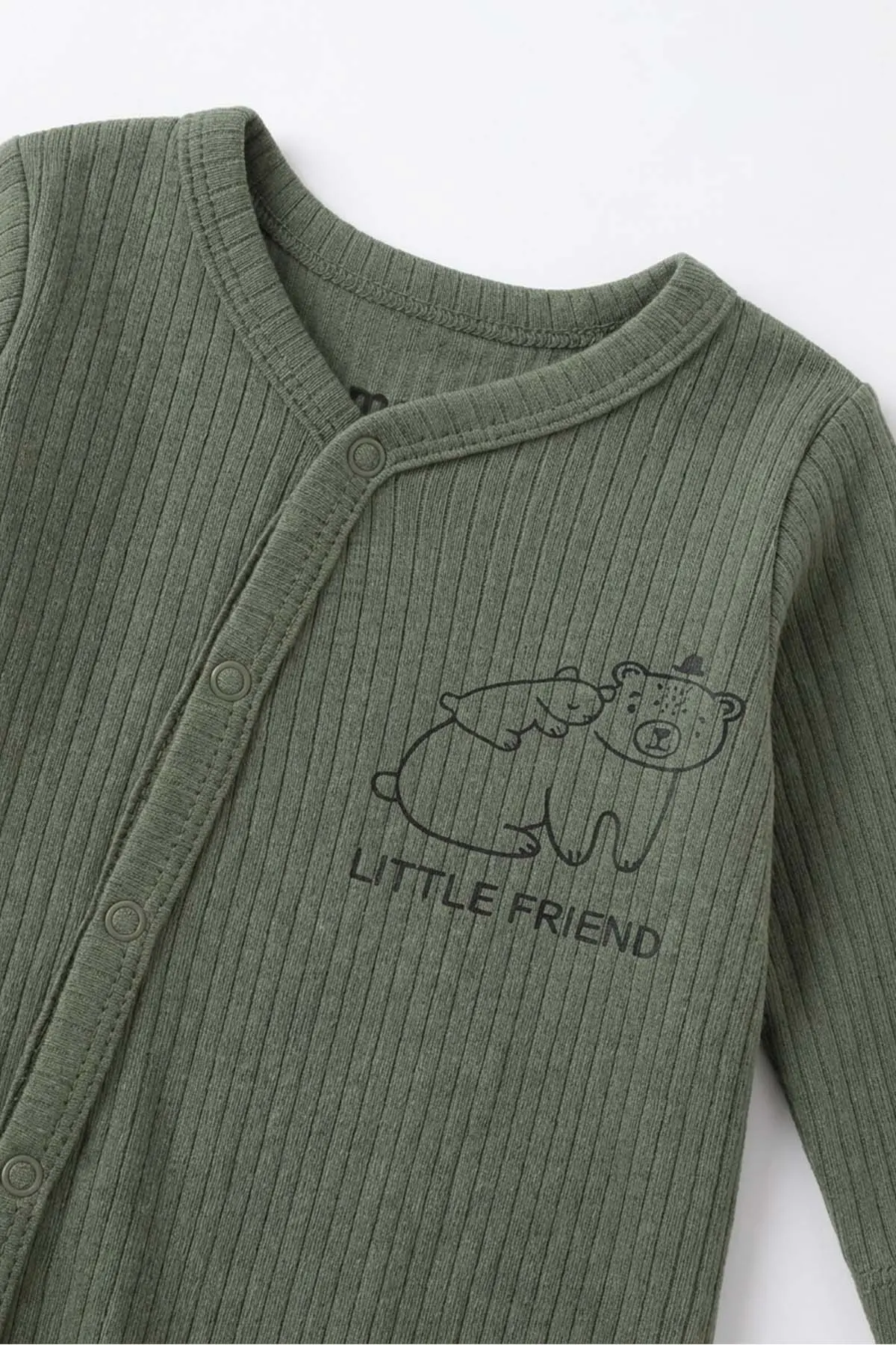 Yeşil (0-3 Ay) Little Friend Baskılı Raporlu ve Patikli  2'li Erkek Bebek Tulum 486912