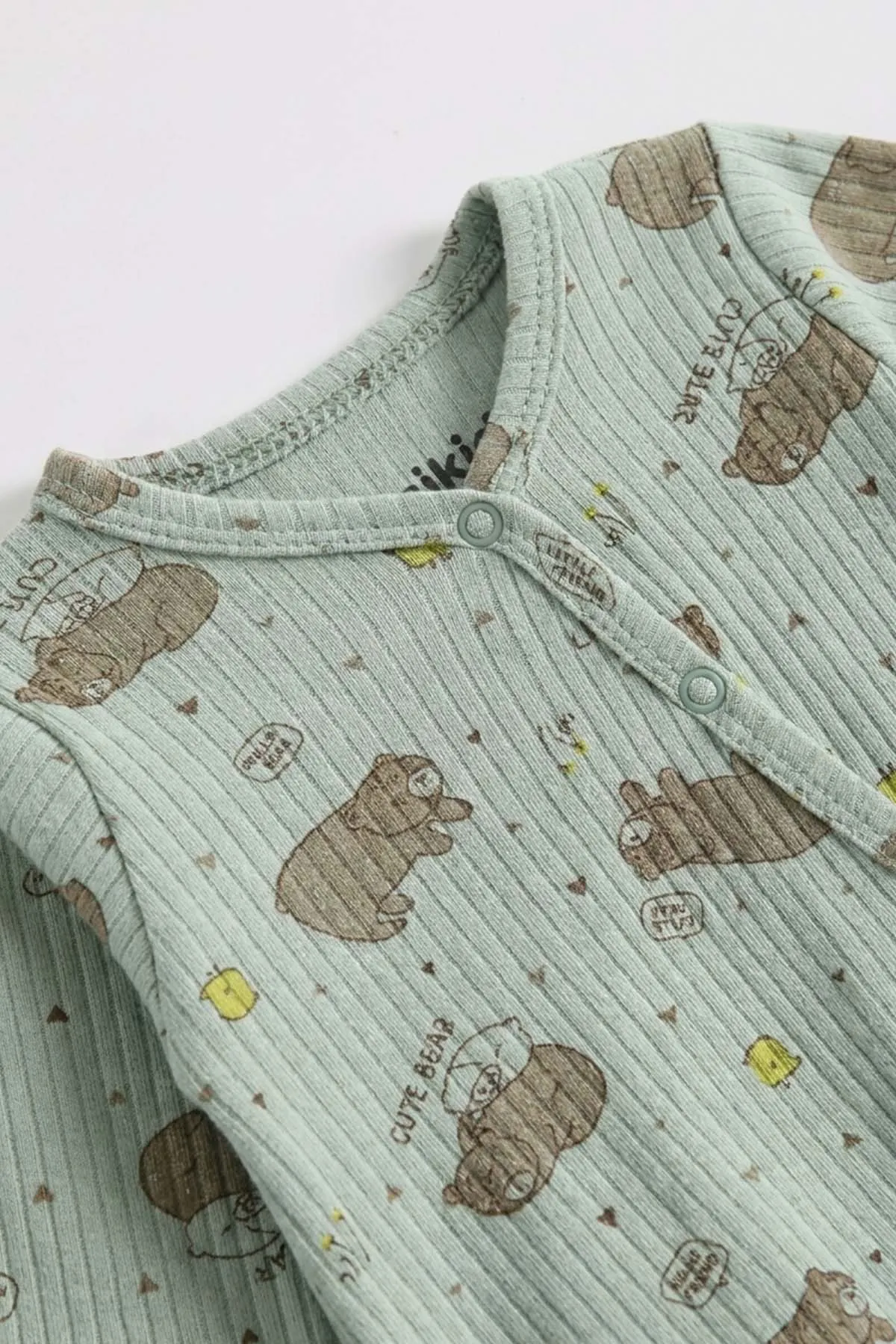 Yeşil (0-3 Ay) Little Friend Baskılı Raporlu ve Patikli  2'li Erkek Bebek Tulum 486912