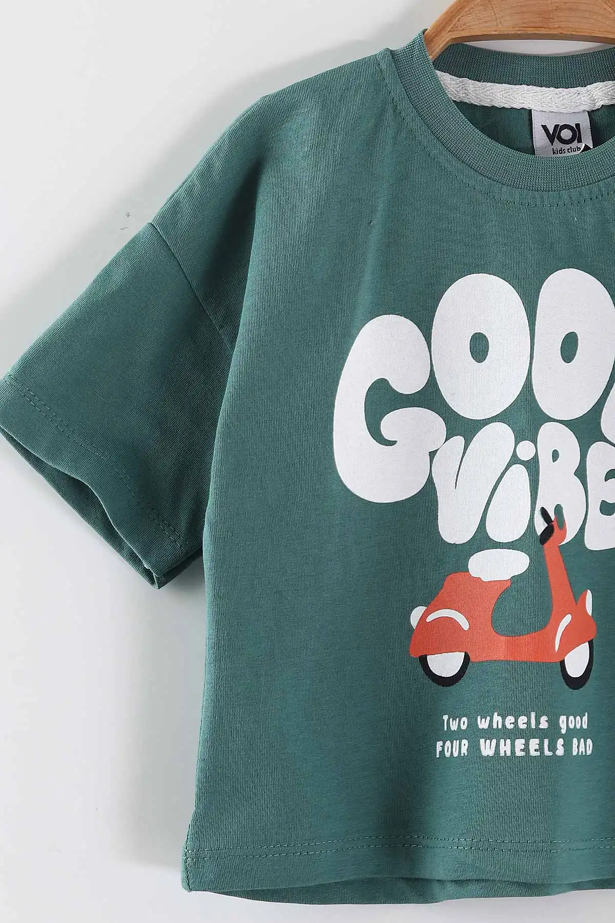 Yeşil (0-4 Yaş)Good Vibes Baskılı Tişörtlü  Şortlu  Erkek Çocuk Yazlık Takım 461723