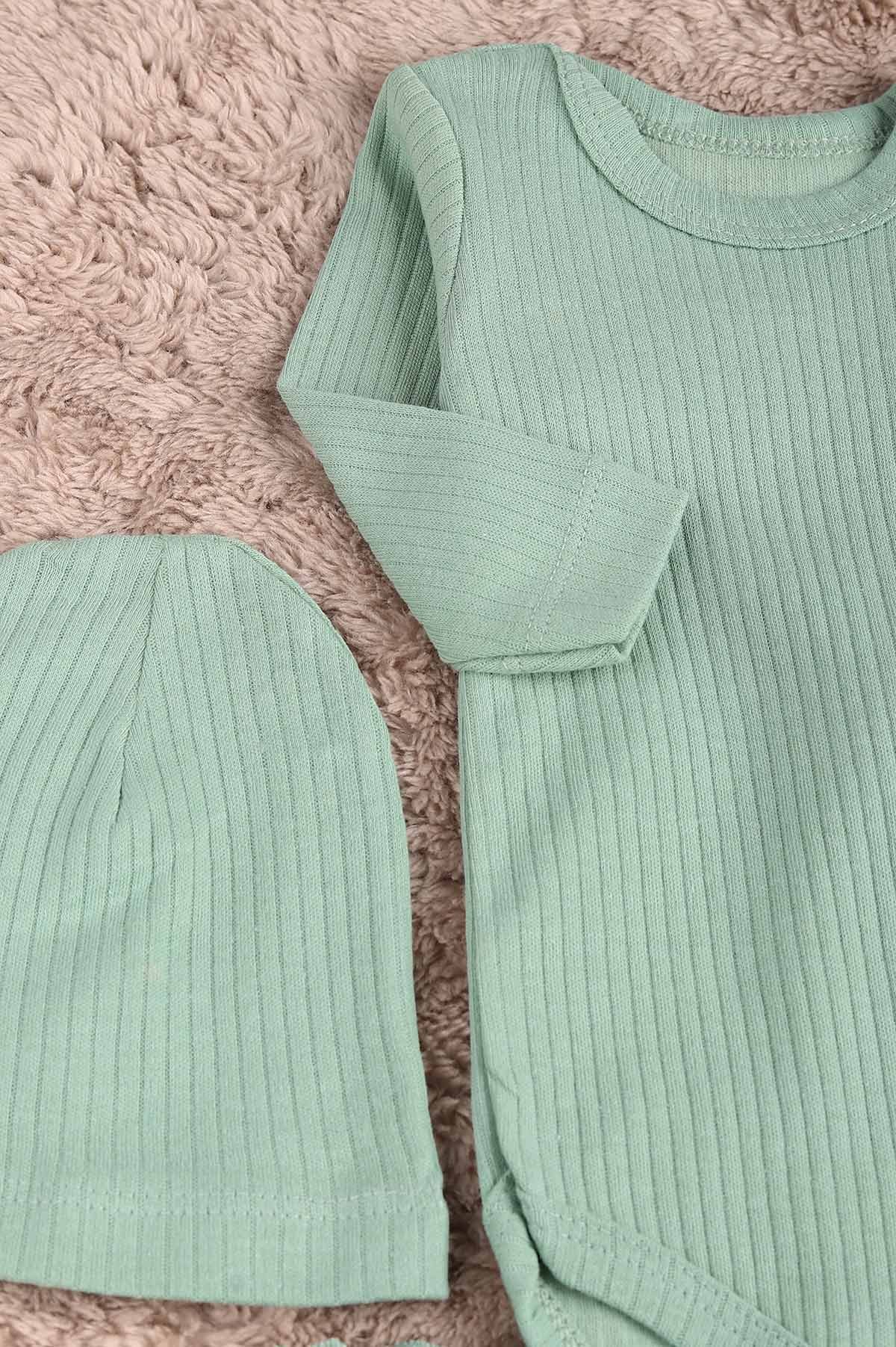 Yeşil (0-6 Ay) Ayı Nakışlı Erkek Bebe Takım 183867