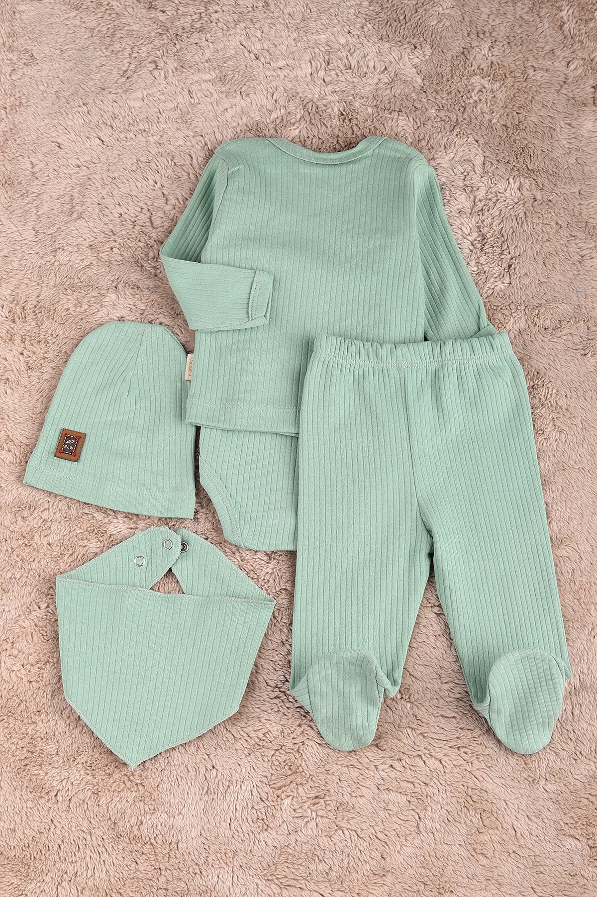 Yeşil (0-6 Ay) Ayı Nakışlı Erkek Bebe Takım 183867