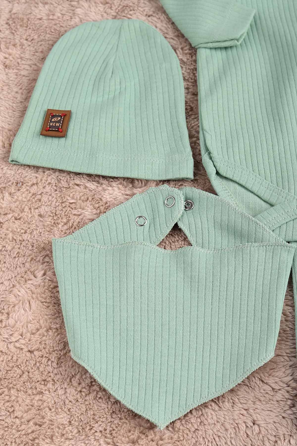 Yeşil (0-6 Ay) Ayı Nakışlı Erkek Bebe Takım 183867
