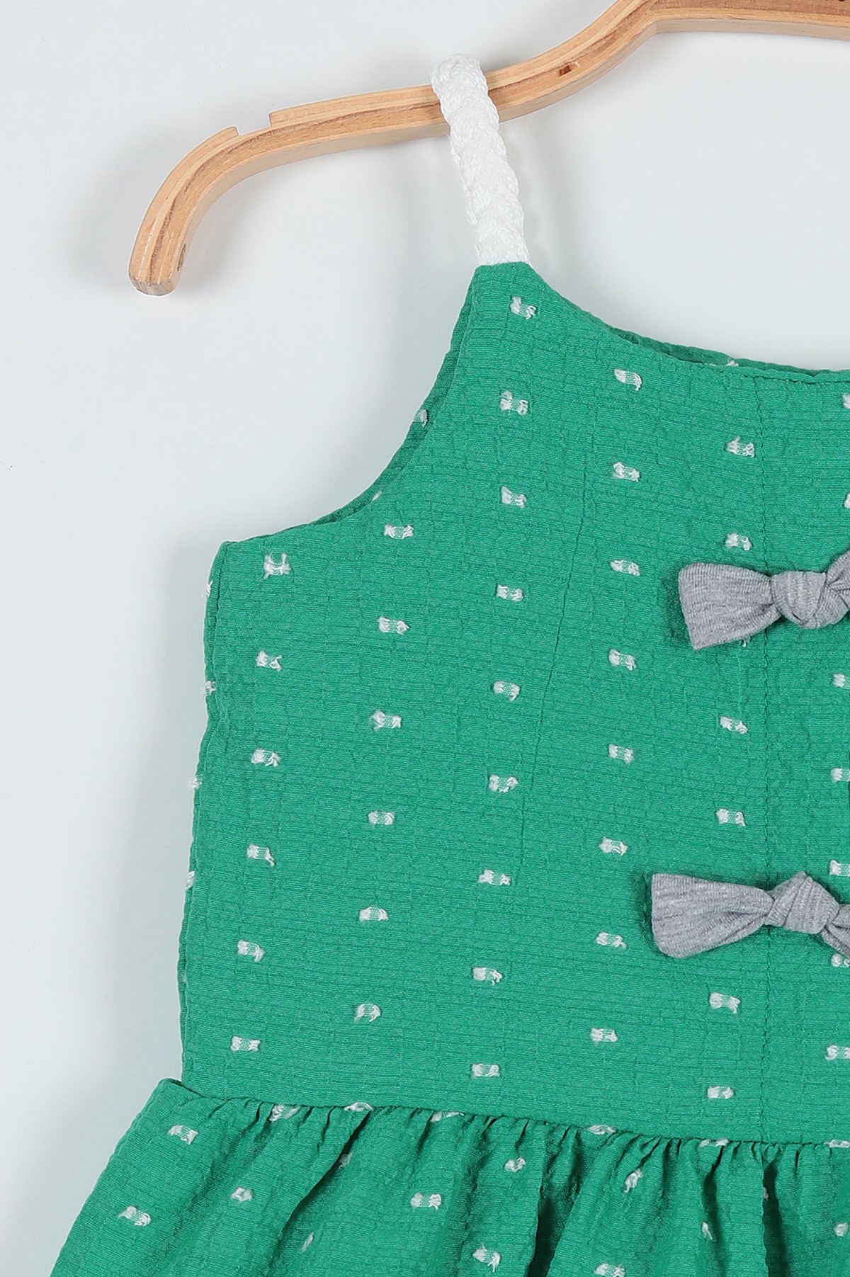 Yeşil (06-24 Ay) Fiyonk Askılı Taytlı Kız Bebe Takım 187429