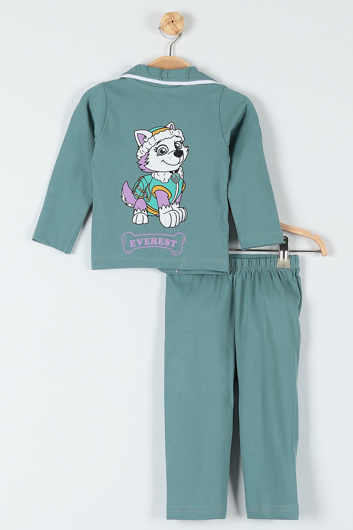 Yeşil (1-3 Yaş) Köpek Everest Baskılı Kız Bebe Pijama Takım 181860
