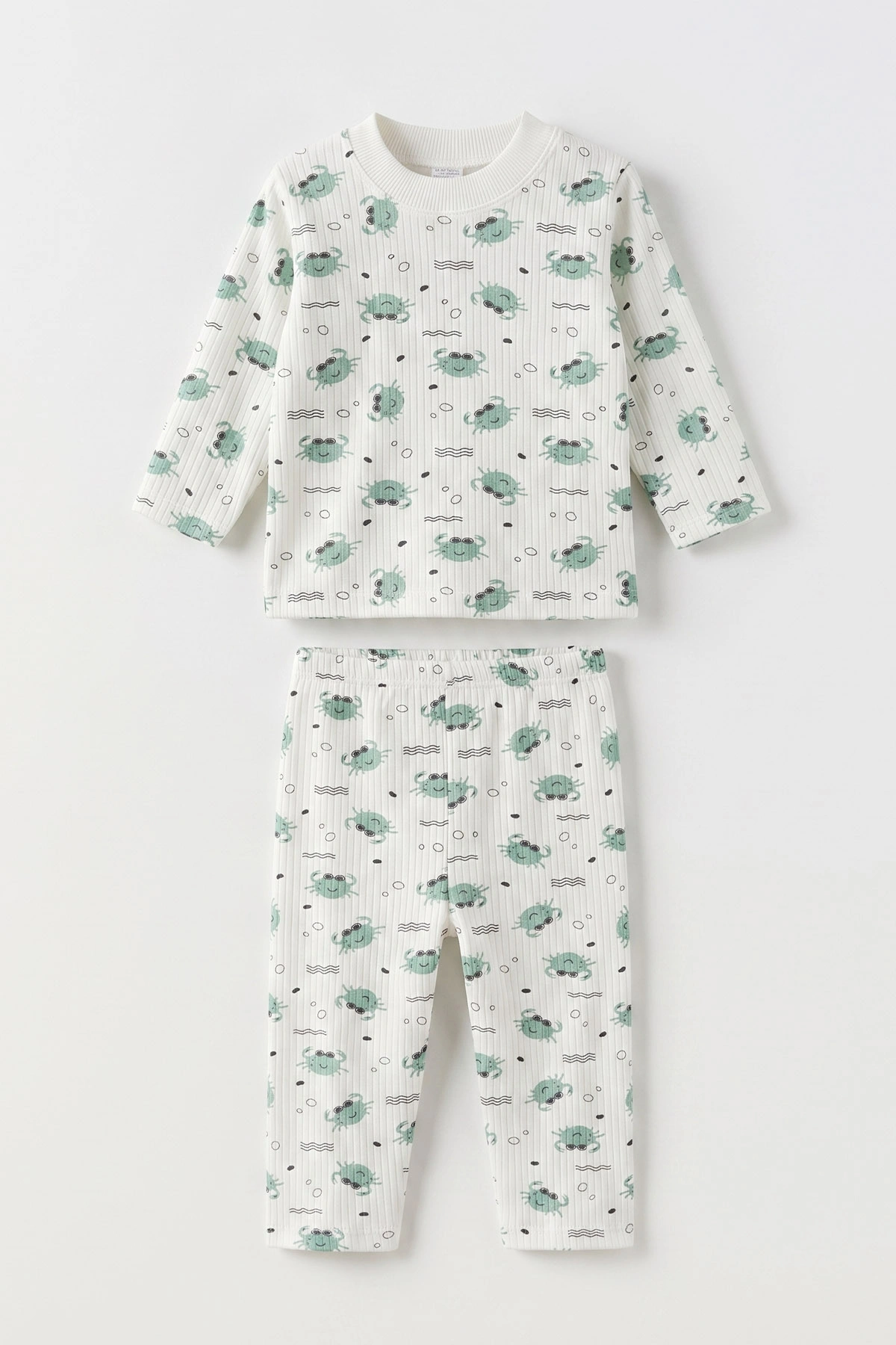 Yeşil (1-3 Yaş)Raporlu Yengeç Baskılı Çocuk Pijama Takımı 477368