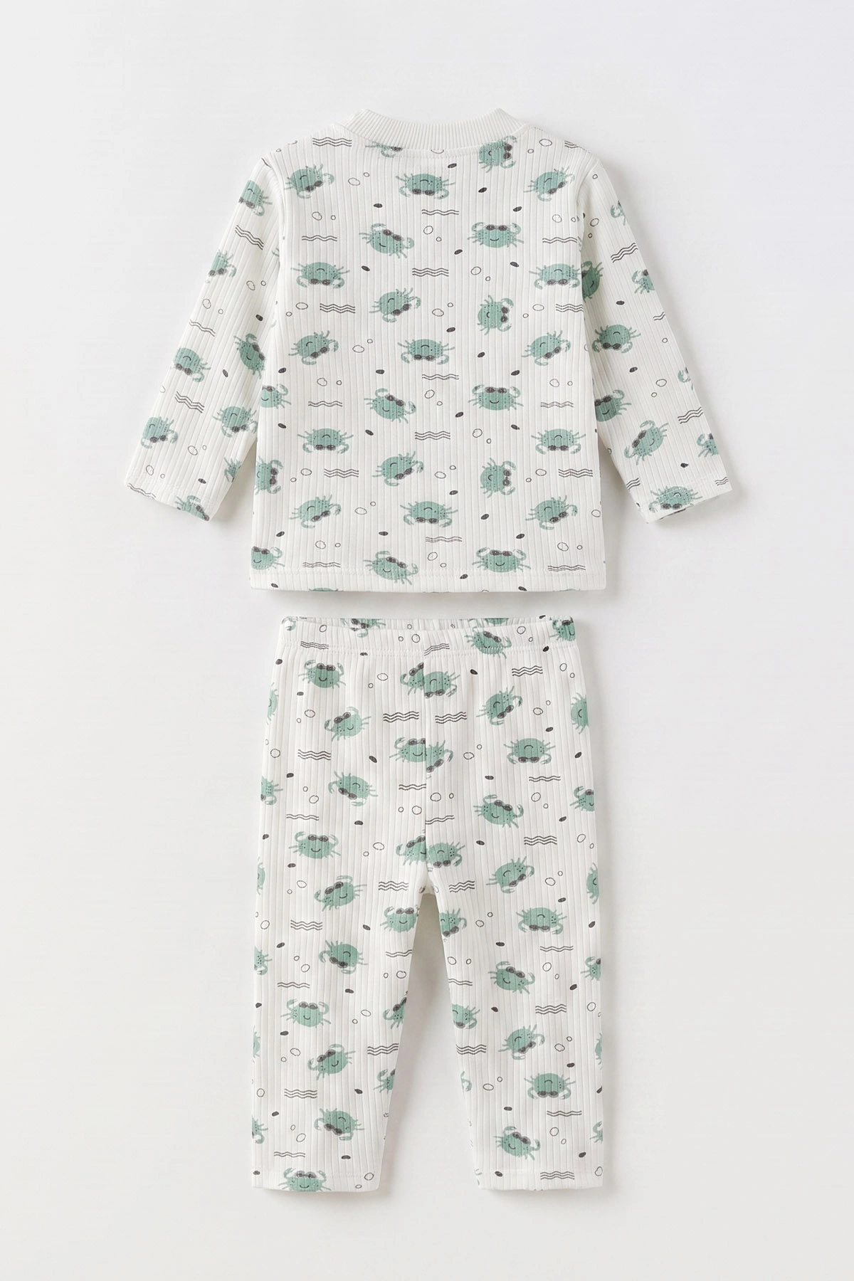 Yeşil (1-3 Yaş)Raporlu Yengeç Baskılı Çocuk Pijama Takımı 477368