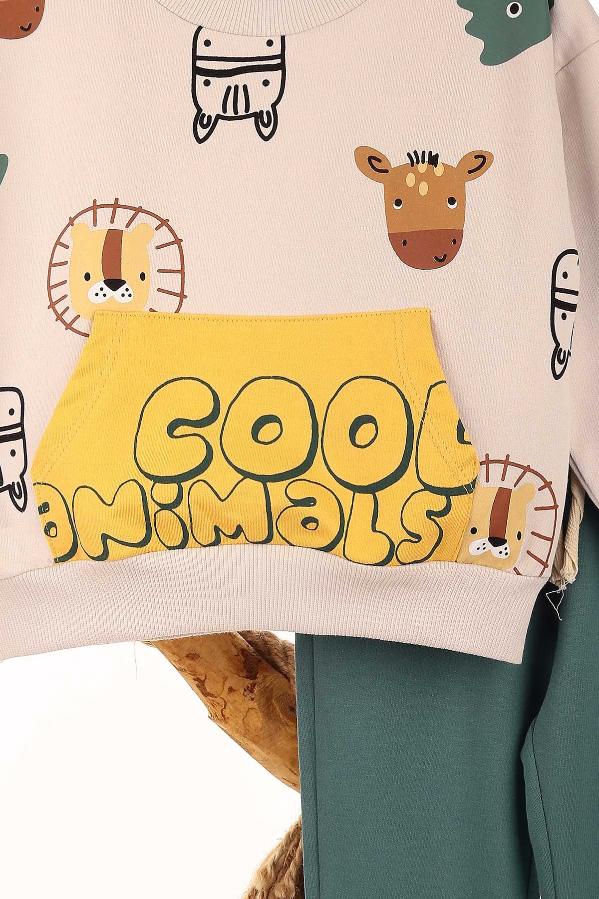 Yeşil (1-4 Yaş) Cool Hayvan Baskılı Erkek Çocuk Takım 146972