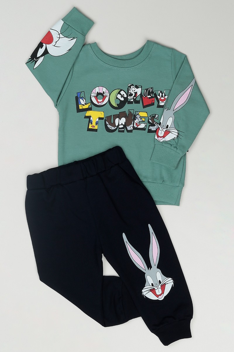 Yeşil (1-4 Yaş) Looney Baskılı Erkek Çocuk Takım 83716