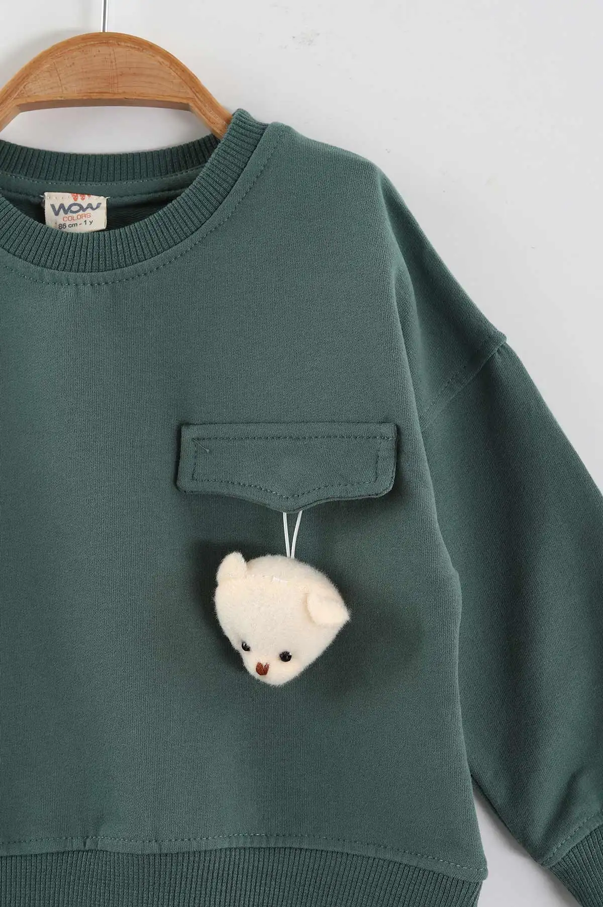 Yeşil (1-4 Yaş)Ayıcık Aksesuarlı Erkek Çocuk Sweatshirt 432822