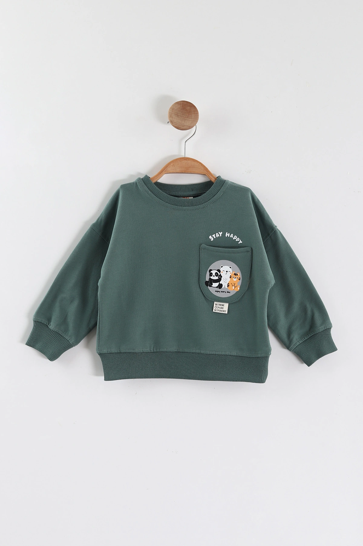 Yeşil (1-4 Yaş)Baskılı Cepli Erkek Çocuk Sweatshirt 432838