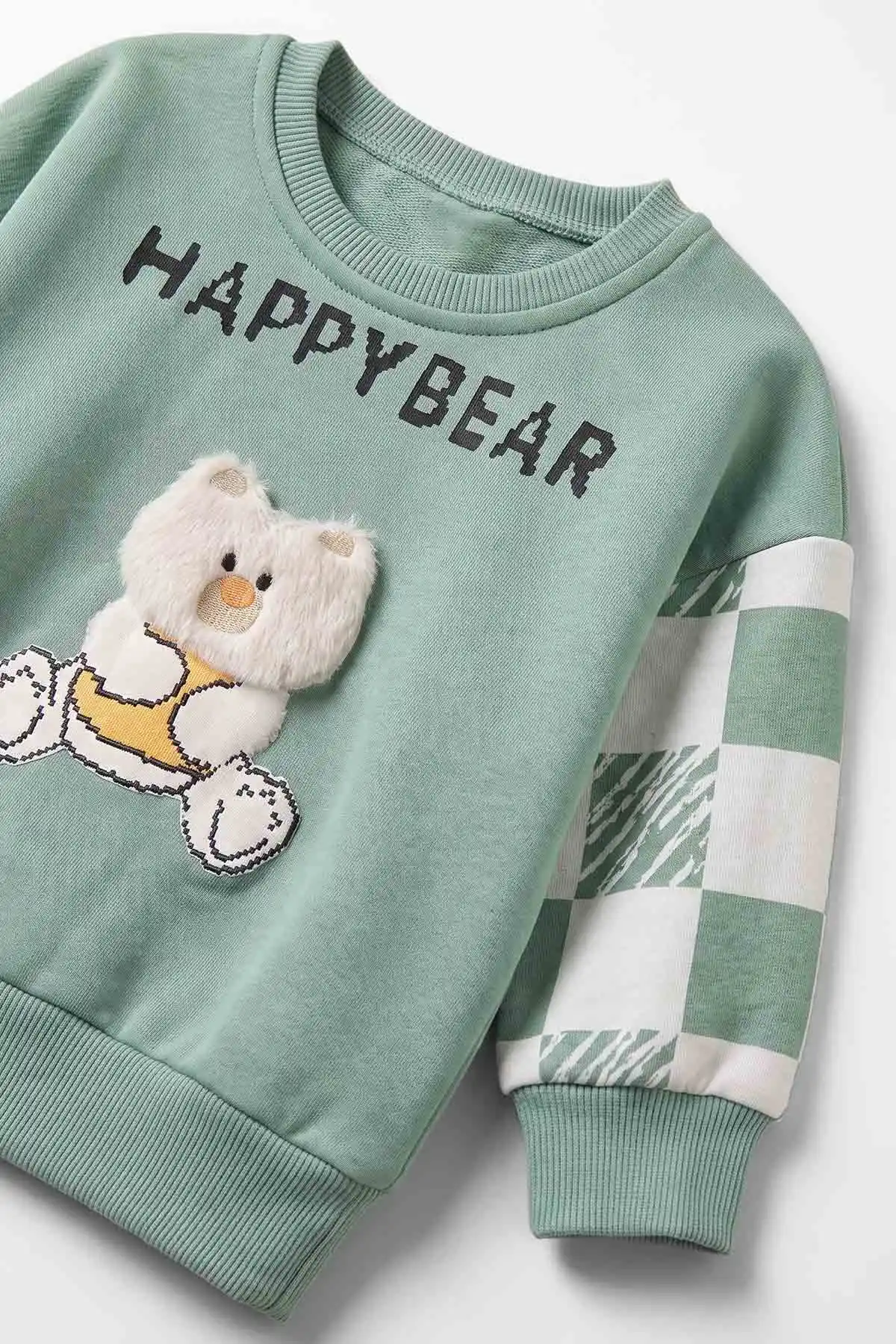 Yeşil (1-4 Yaş)Happy Bear Baskılı 3 İp Şardonlu Erkek Çocuk&Bebek Kışlık Takım 489467