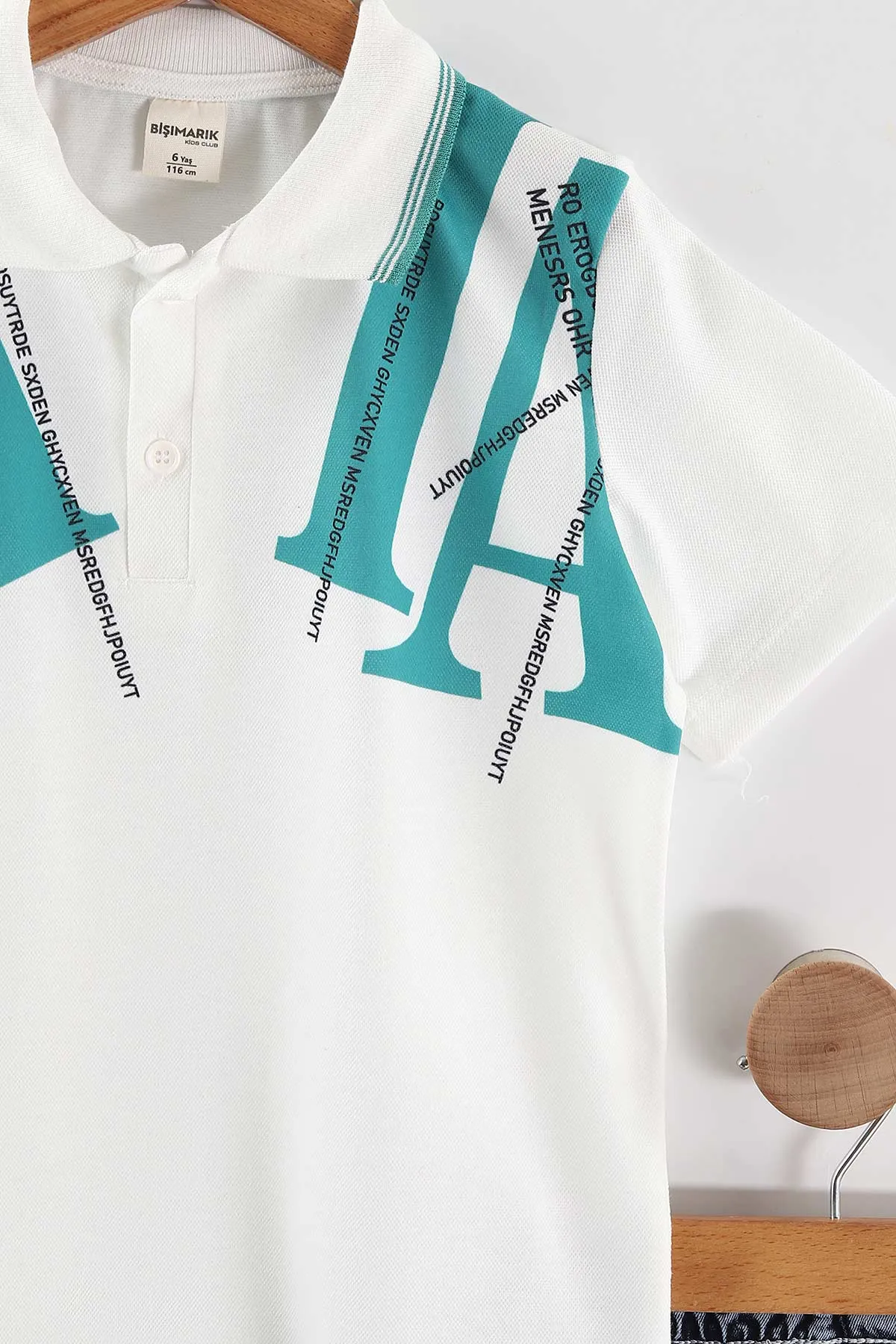 Yeşil (1-9 Yaş)Polo Yaka Baskılı Tişörtlü Kot Şortlu Erkek Çocuk Yazlık Takım 461102