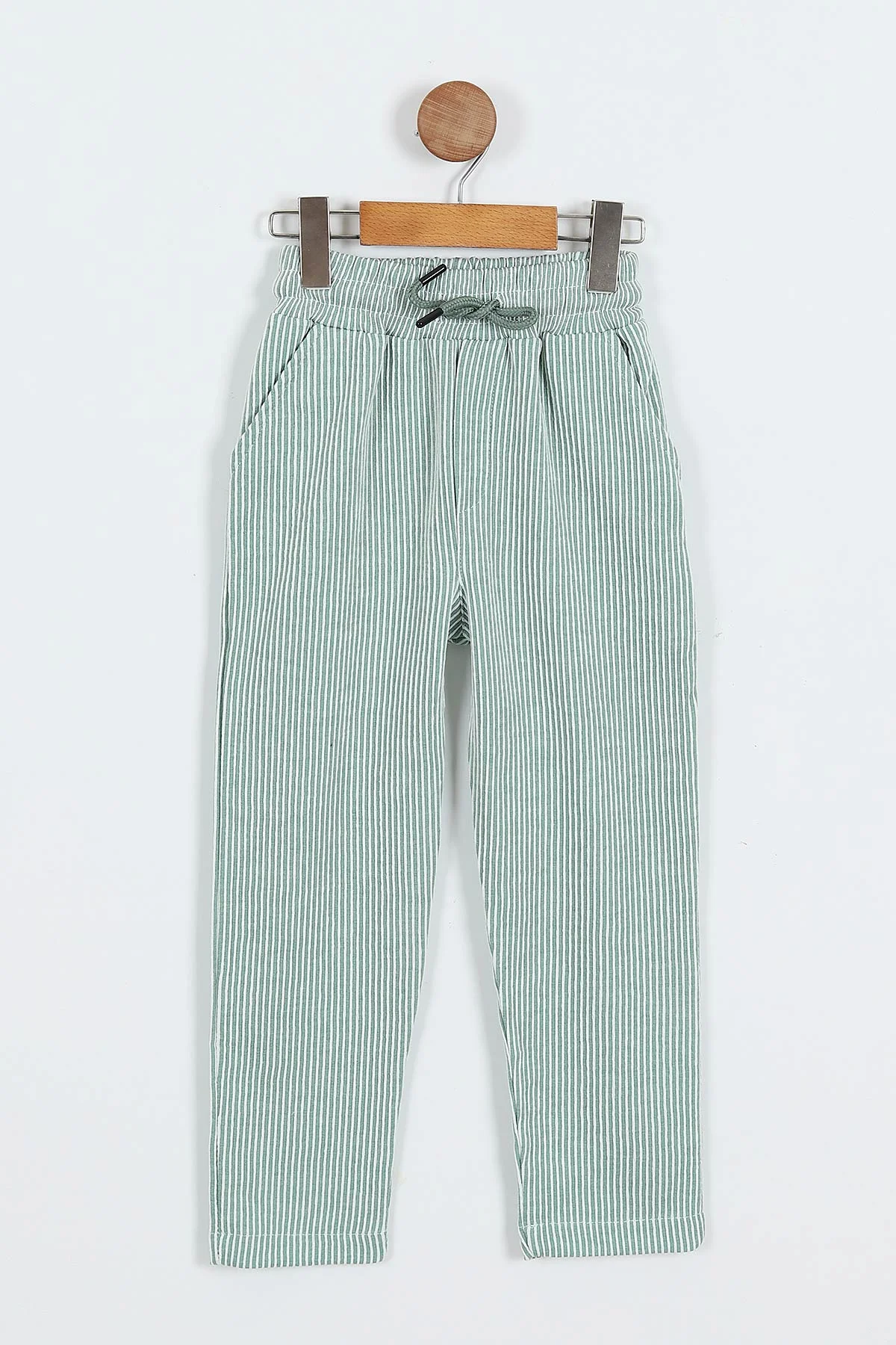 Yeşil (11-14 Yaş)Fitilli Likralı Erkek Çocuk Jogger Pantolon 357088