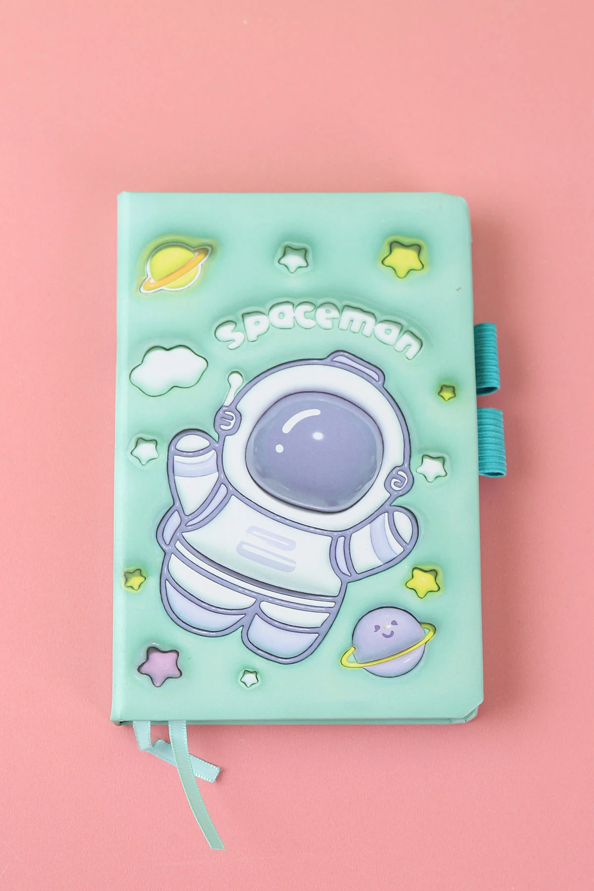 Yeşil 11x16 Cm Astronot Desenli Bloknot Not Defteri 291068