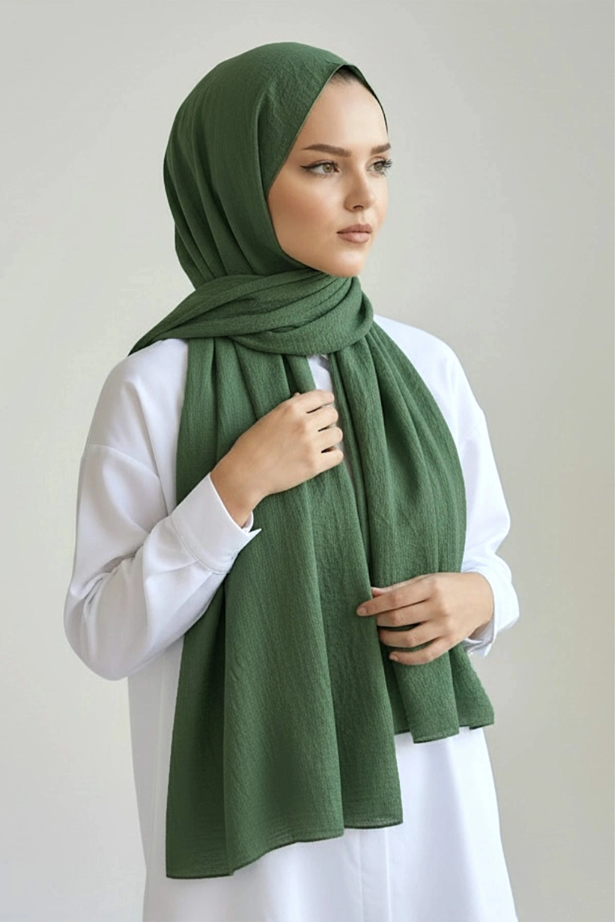 Yeşil 180x70 Pamuk Kraş Kırışmaz Şal 270828