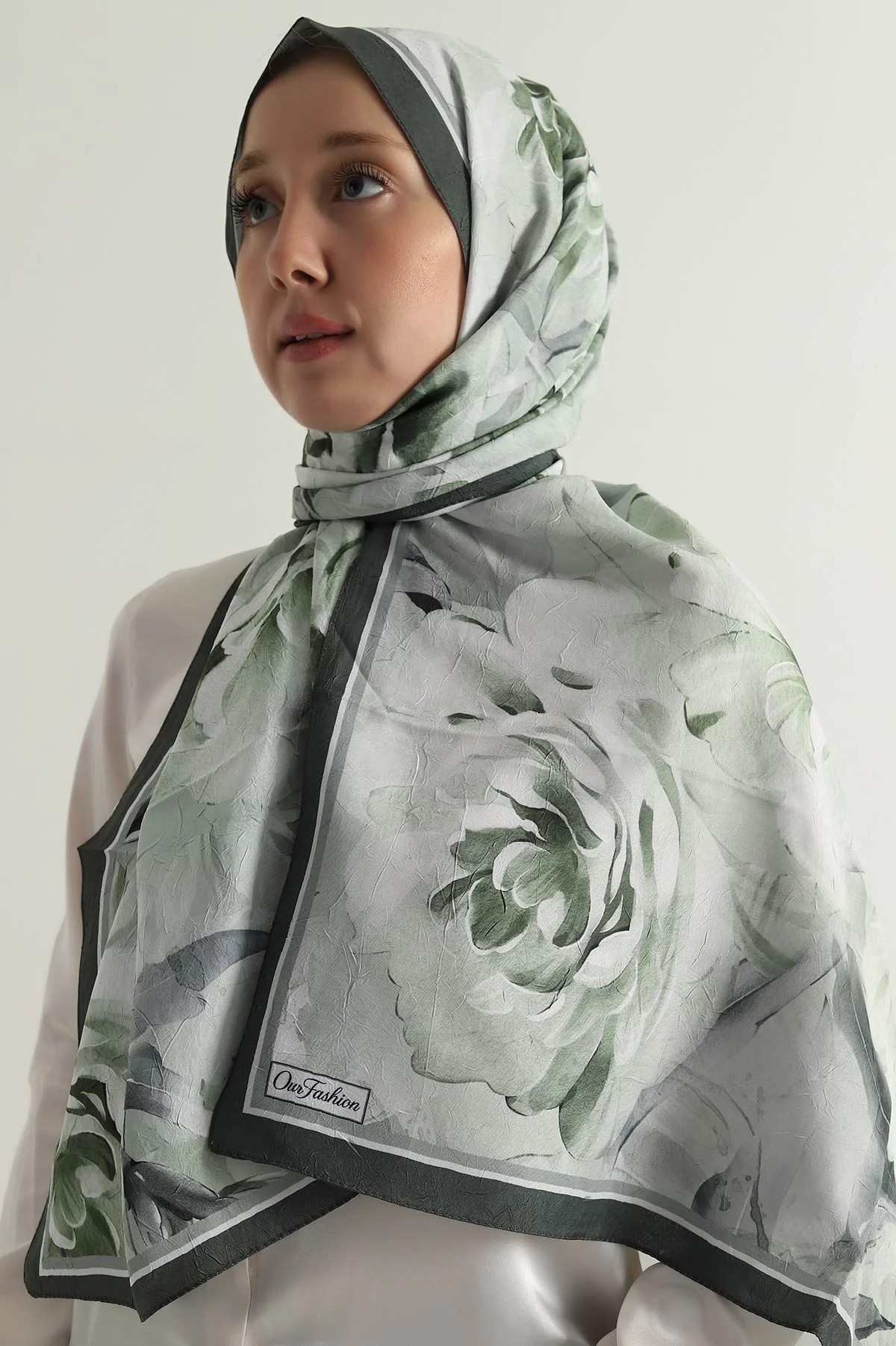 Yeşil 180x75 Cm Our Fashion Dijital Baskılı Desenli Bambu Kraş Şal 396733