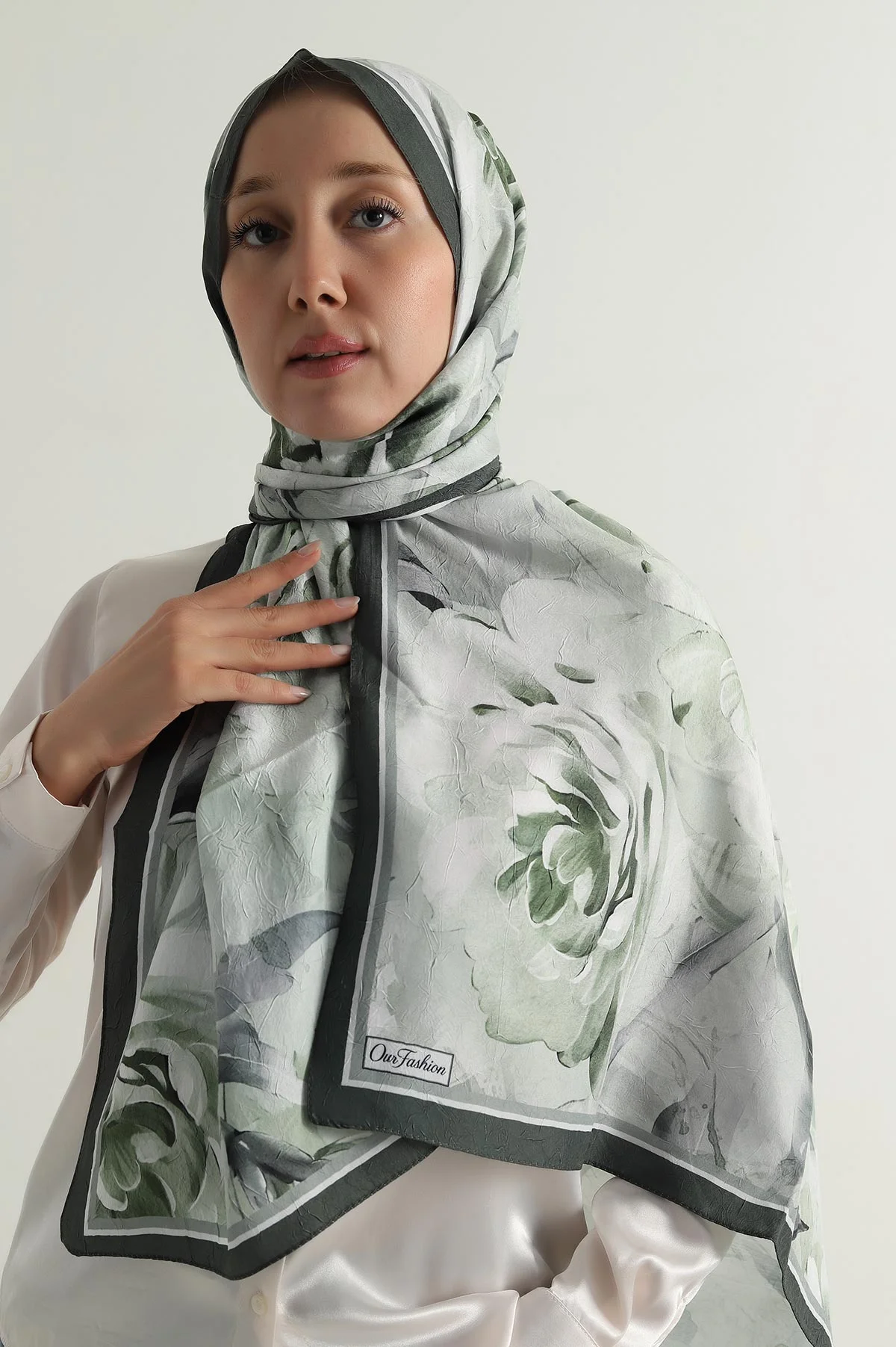 Yeşil 180x75 Cm Our Fashion Dijital Baskılı Desenli Bambu Kraş Şal 396733