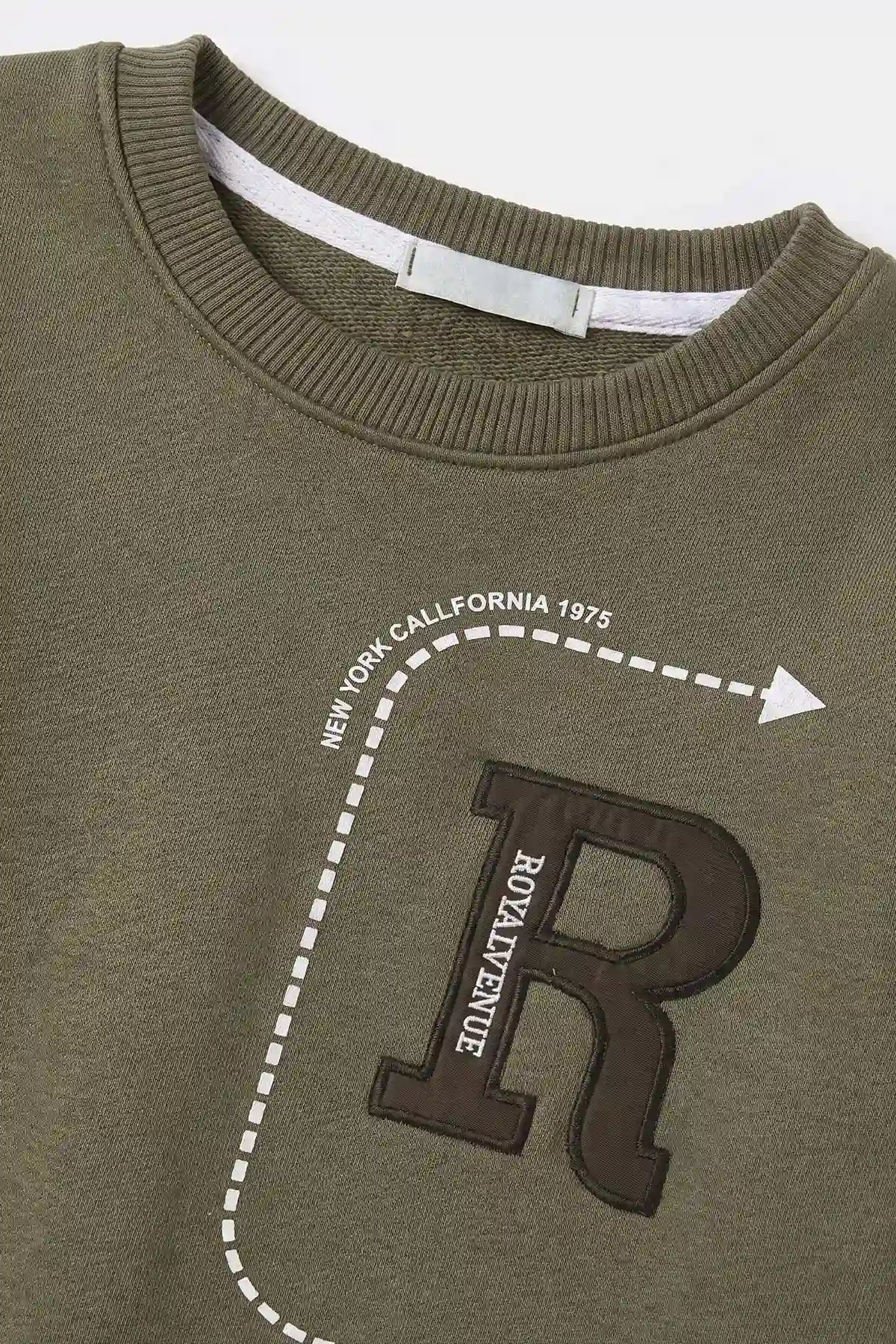 Yeşil (2-12 Yaş) R Nakışlı İçi Şardonlu Erkek Çocuk Sweatshirt 483307