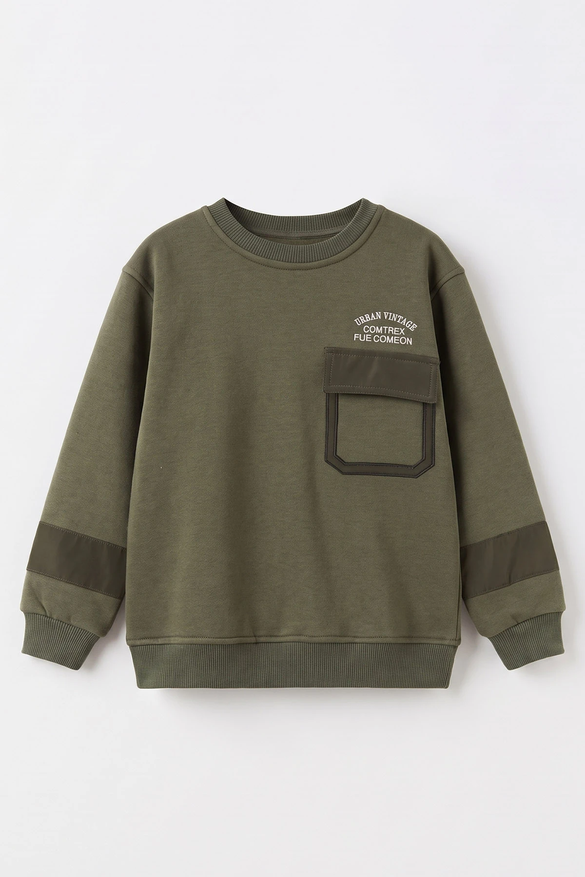 Yeşil (2-12 Yaş) Urban Nakışlı   İçi Şardonlu Erkek  Çocuk Sweatshirt 493817