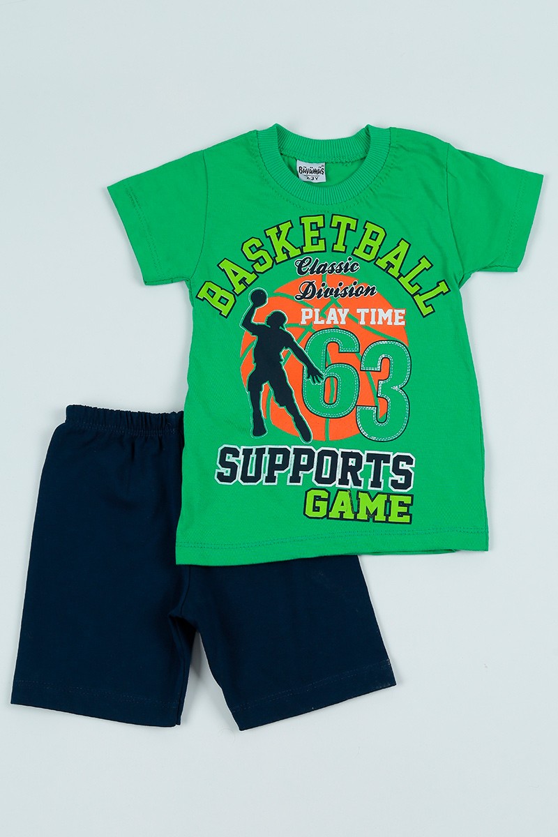 Yeşil (2-5 Yaş) Basketbol Baskılı Erkek Çocuk Şortlu Takım 97665