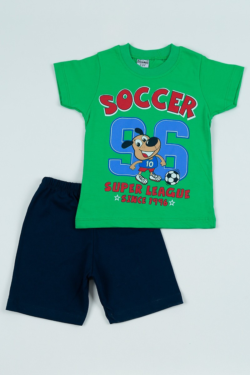 Yeşil (2-5 Yaş) Soccer Baskılı Erkek Çocuk Şortlu Takım 97590