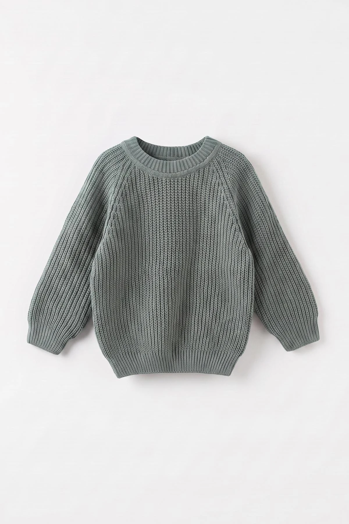 Yeşil (2-8 Yaş) Dikişsiz Selanik Örgülü Unisex Çocuk Kazak 474929