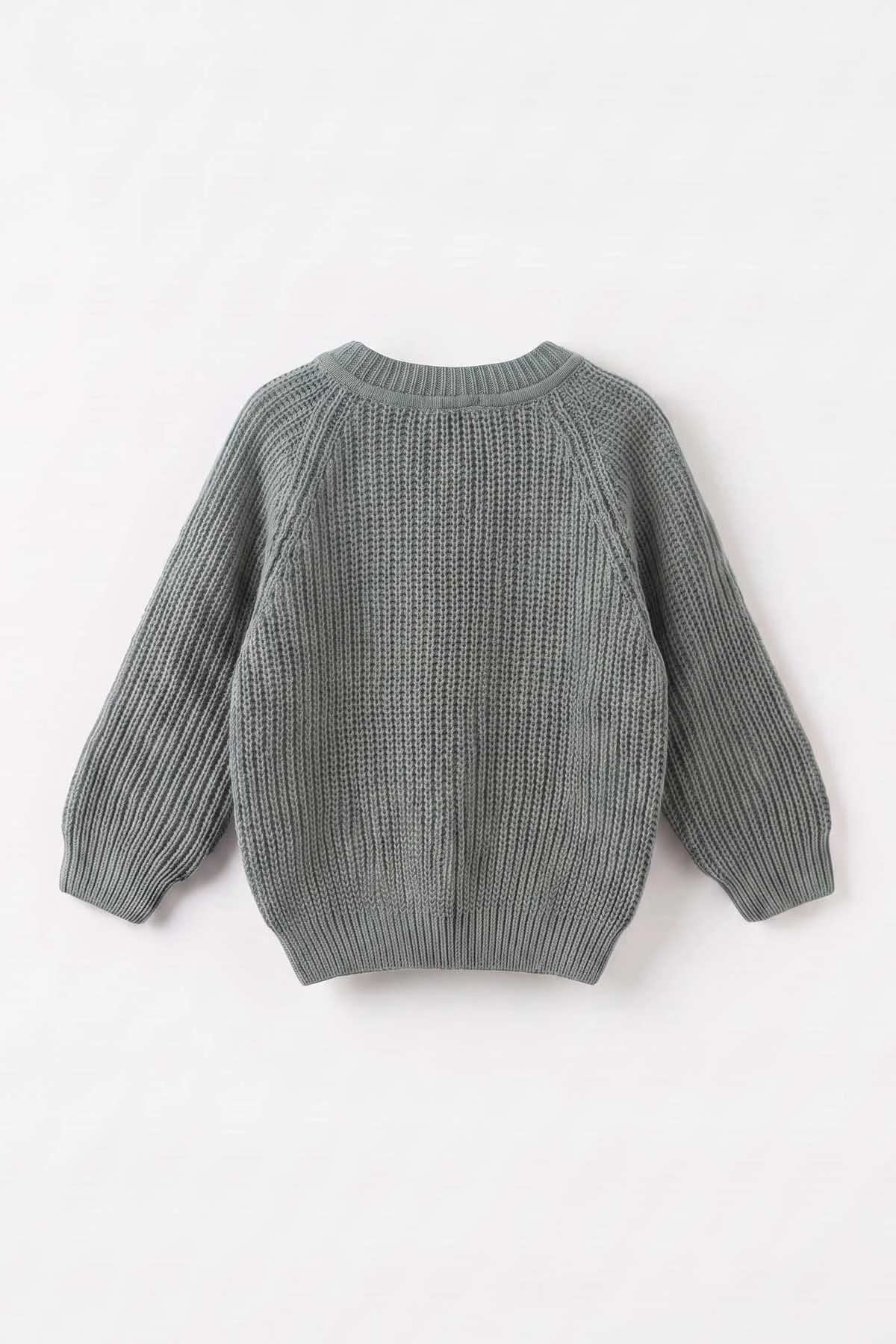 Yeşil (2-8 Yaş) Dikişsiz Selanik Örgülü Unisex Çocuk Kazak 474929