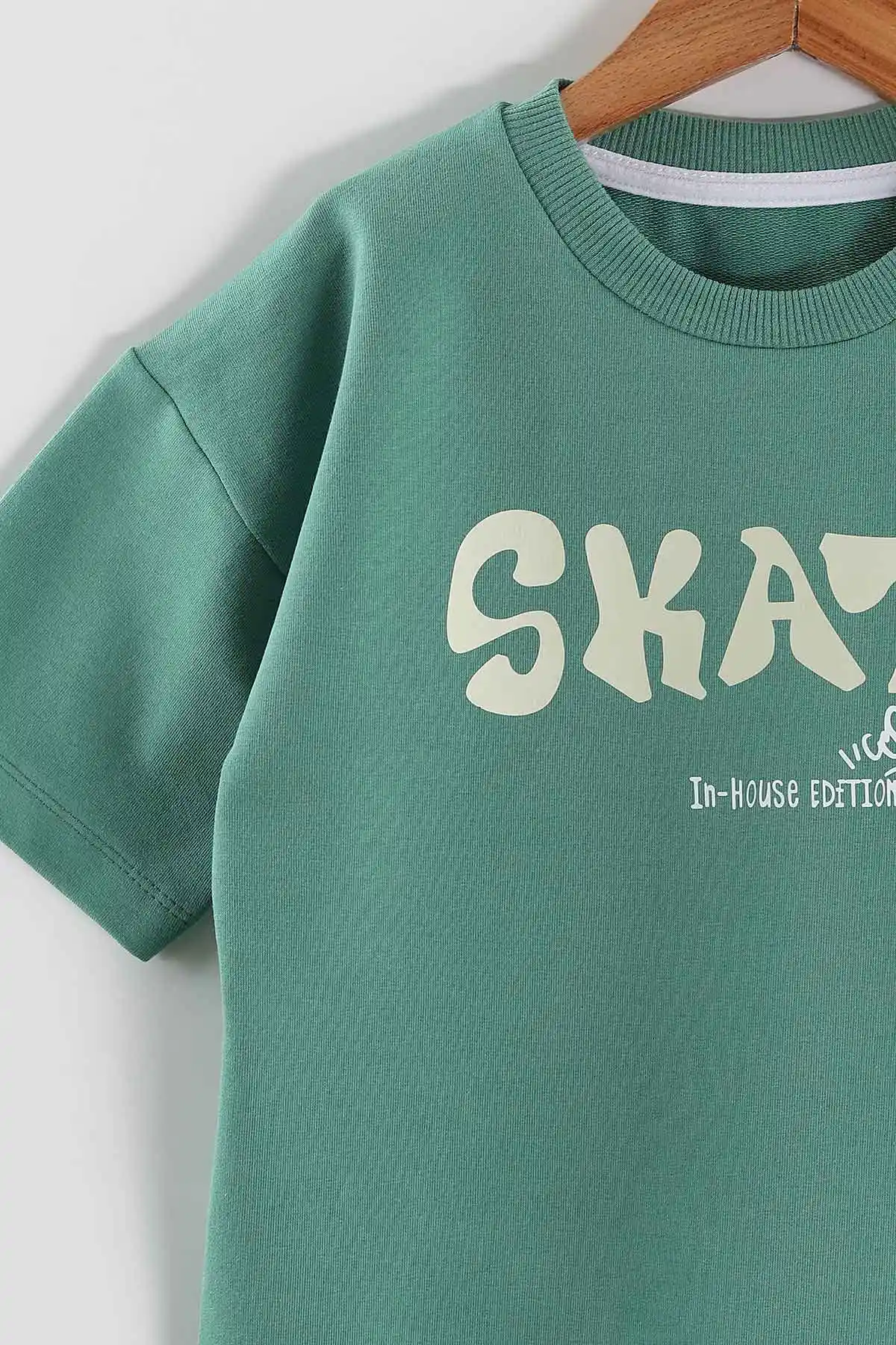 Yeşil (3-10 Yaş) Skate  Baskılı Oversize Erkek Çocuk Tişört 469017