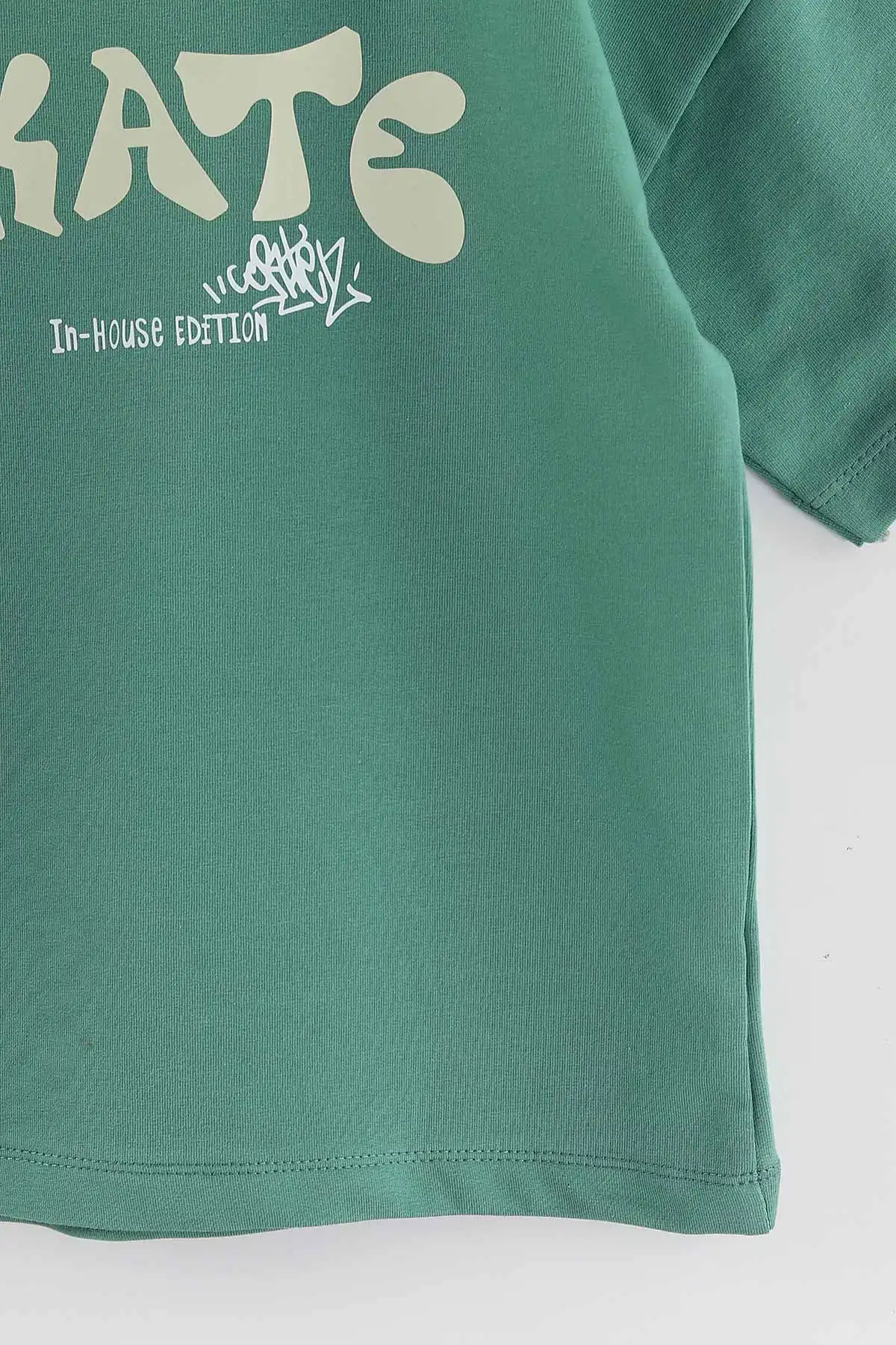 Yeşil (3-10 Yaş) Skate  Baskılı Oversize Erkek Çocuk Tişört 469017