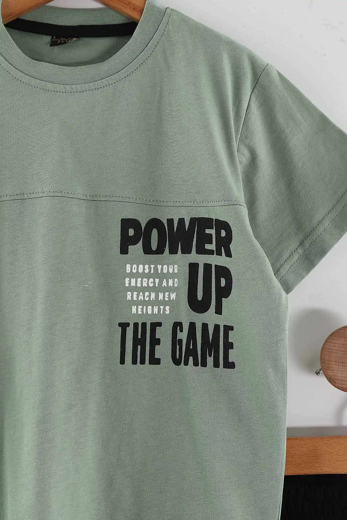 Yeşil (3-10 Yaş)Power Baskılı Kargo Cepli Şortlu Erkek Çocuk Takım 447945