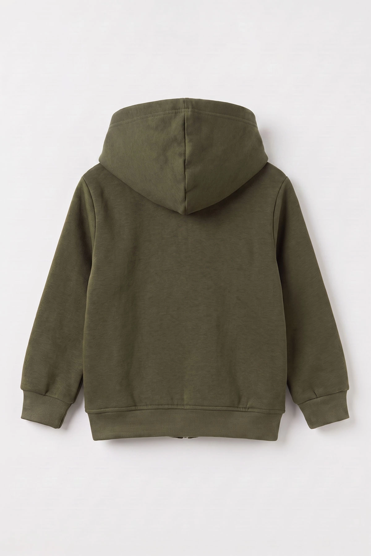 Yeşil (3-12 Yaş) Nakışlı Kapüşonlu Fermuarlı  Şardonlu 3 İp Erkek Çocuk Sweatshirt 484133