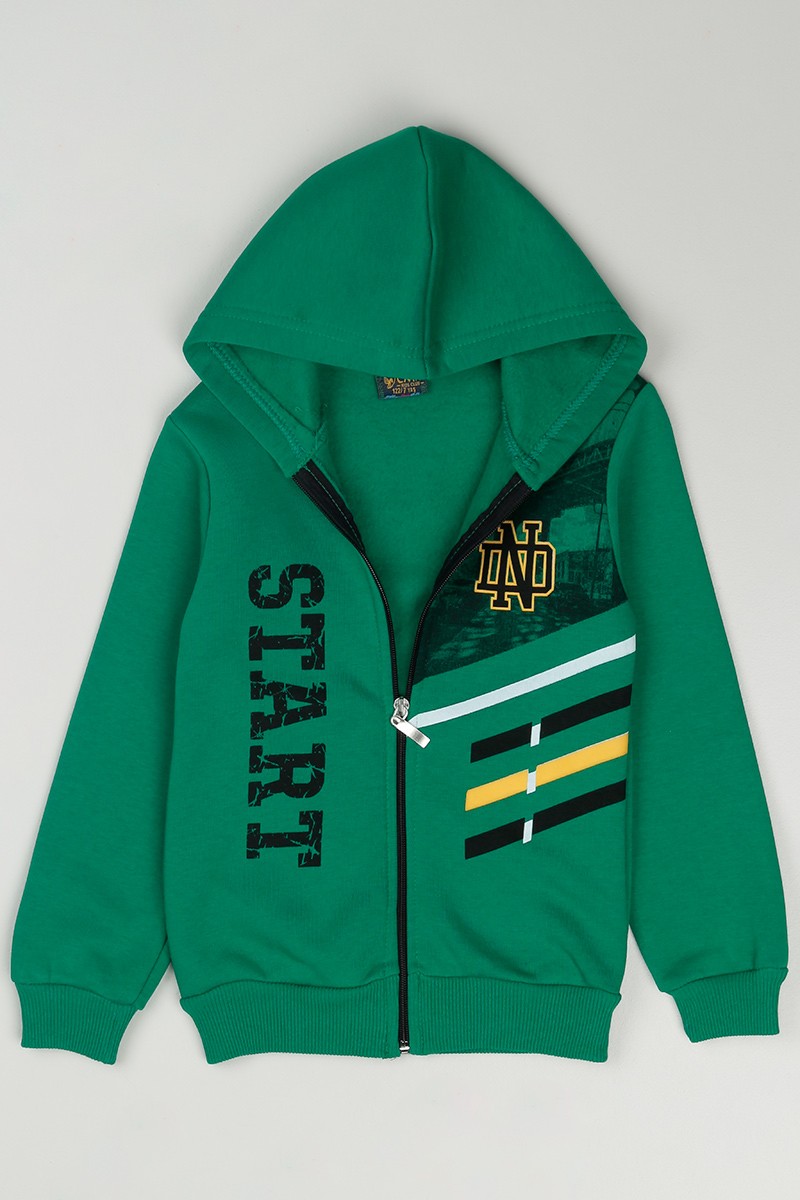 Yeşil (3-12 Yaş) Start Baskılı Erkek Çocuk Sweatshirt 87461