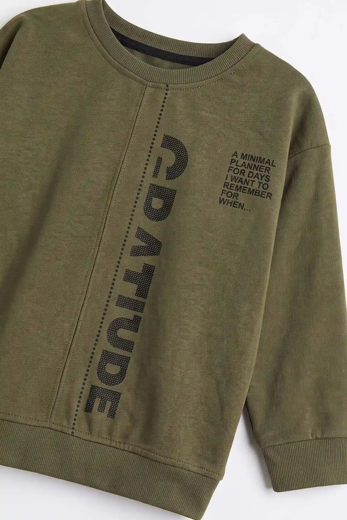 Yeşil (3-12 Yaş) Yazı Baskılı Erkek Çocuk Sweatshirt 478990