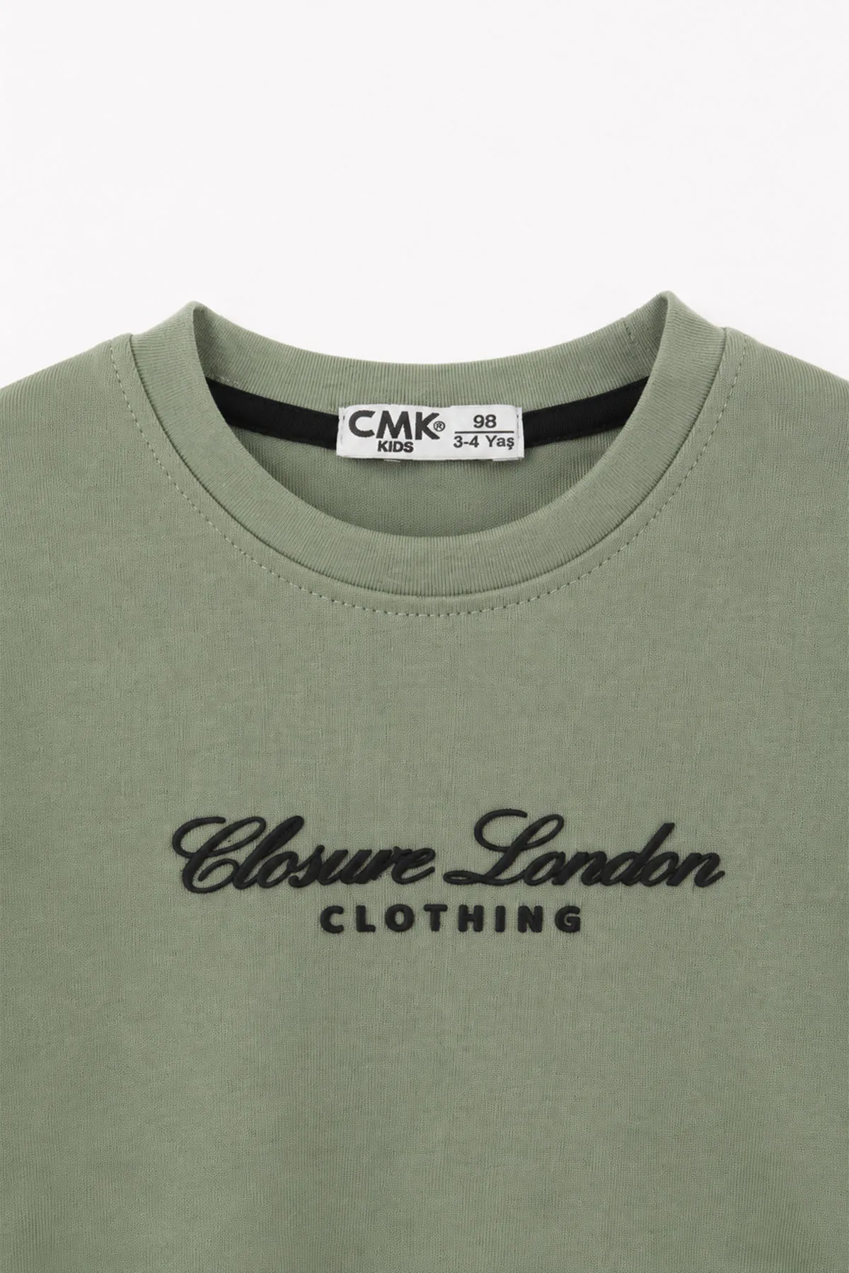 Yeşil (3-12 Yaş) Yazı Nakışlı Erkek Çocuk Sweatshirt 473817